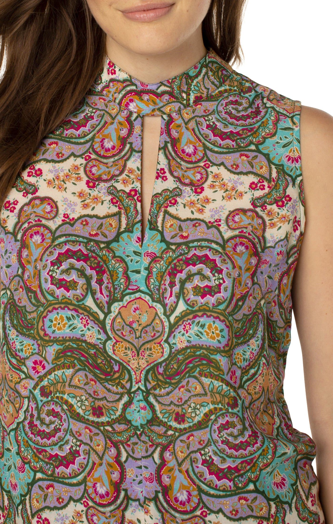 MOCK NECK SLIT FRONT SLEEVELESS TOP sold by Liverpool Jeans Company product image thumbnail 3