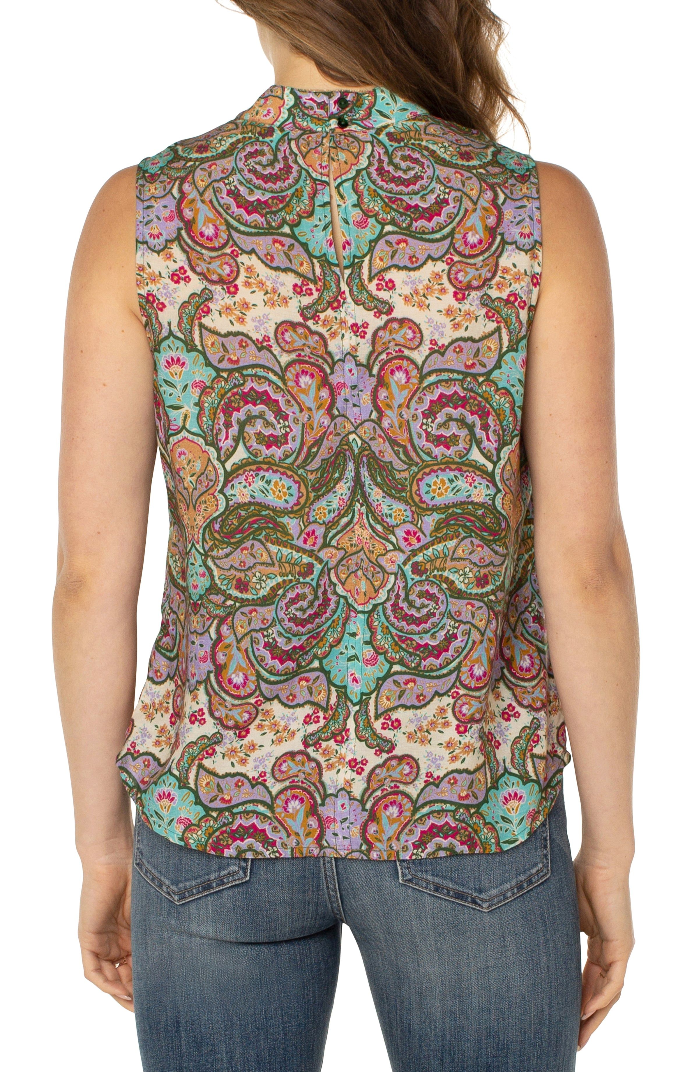 MOCK NECK SLIT FRONT SLEEVELESS TOP sold by Liverpool Jeans Company product image thumbnail 2