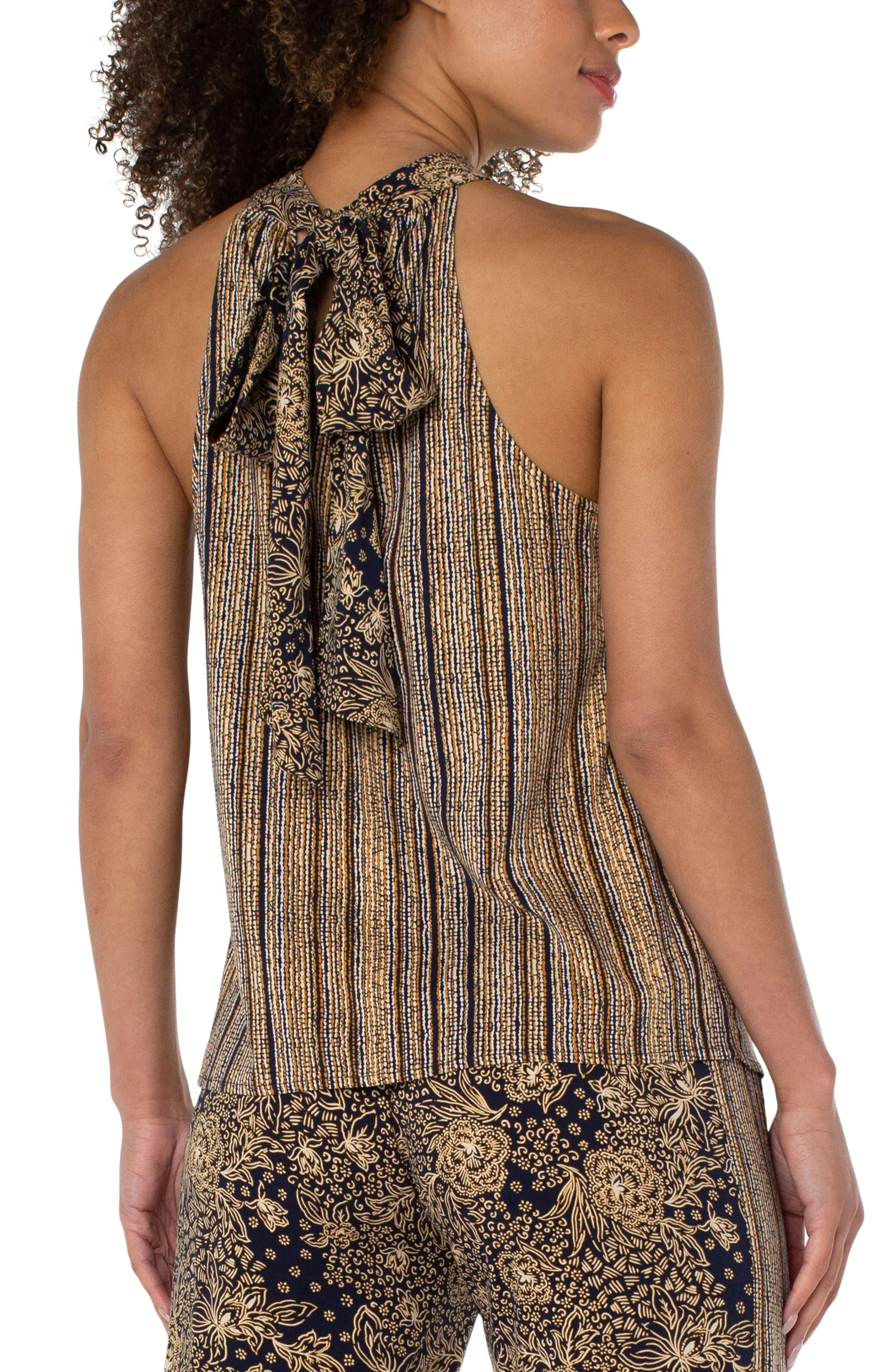 SLEEVELESS MOCK NECK TANK WITH NECK TIES sold by Liverpool Jeans Company product image thumbnail 2