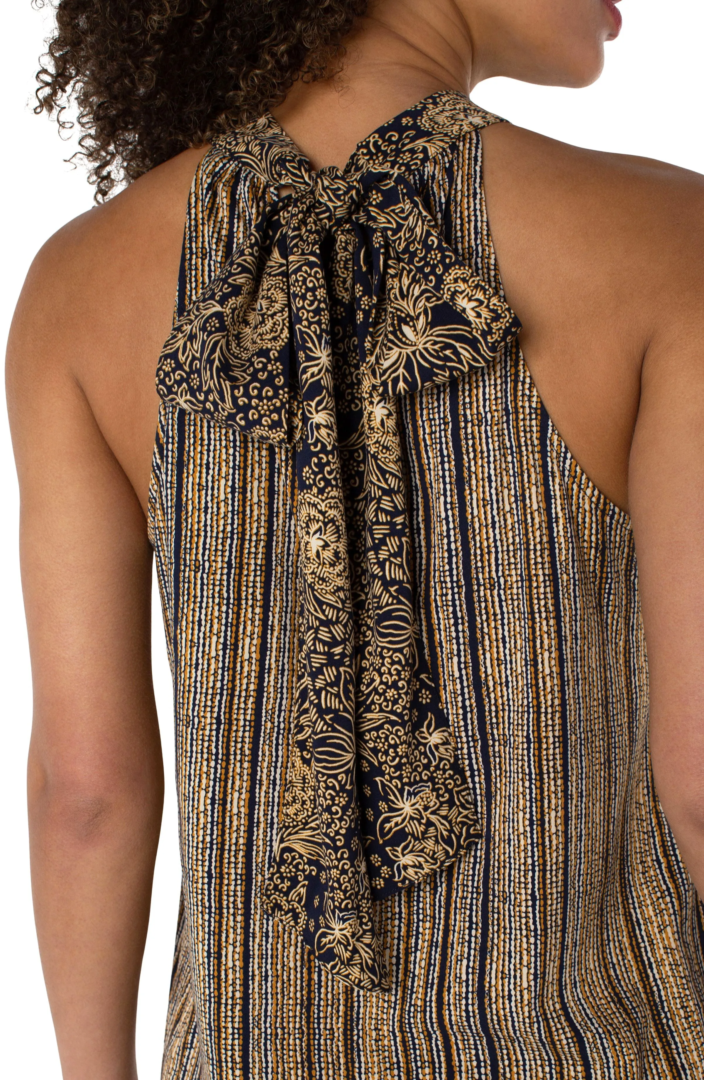 SLEEVELESS MOCK NECK TANK WITH NECK TIES sold by Liverpool Jeans Company product image thumbnail 3
