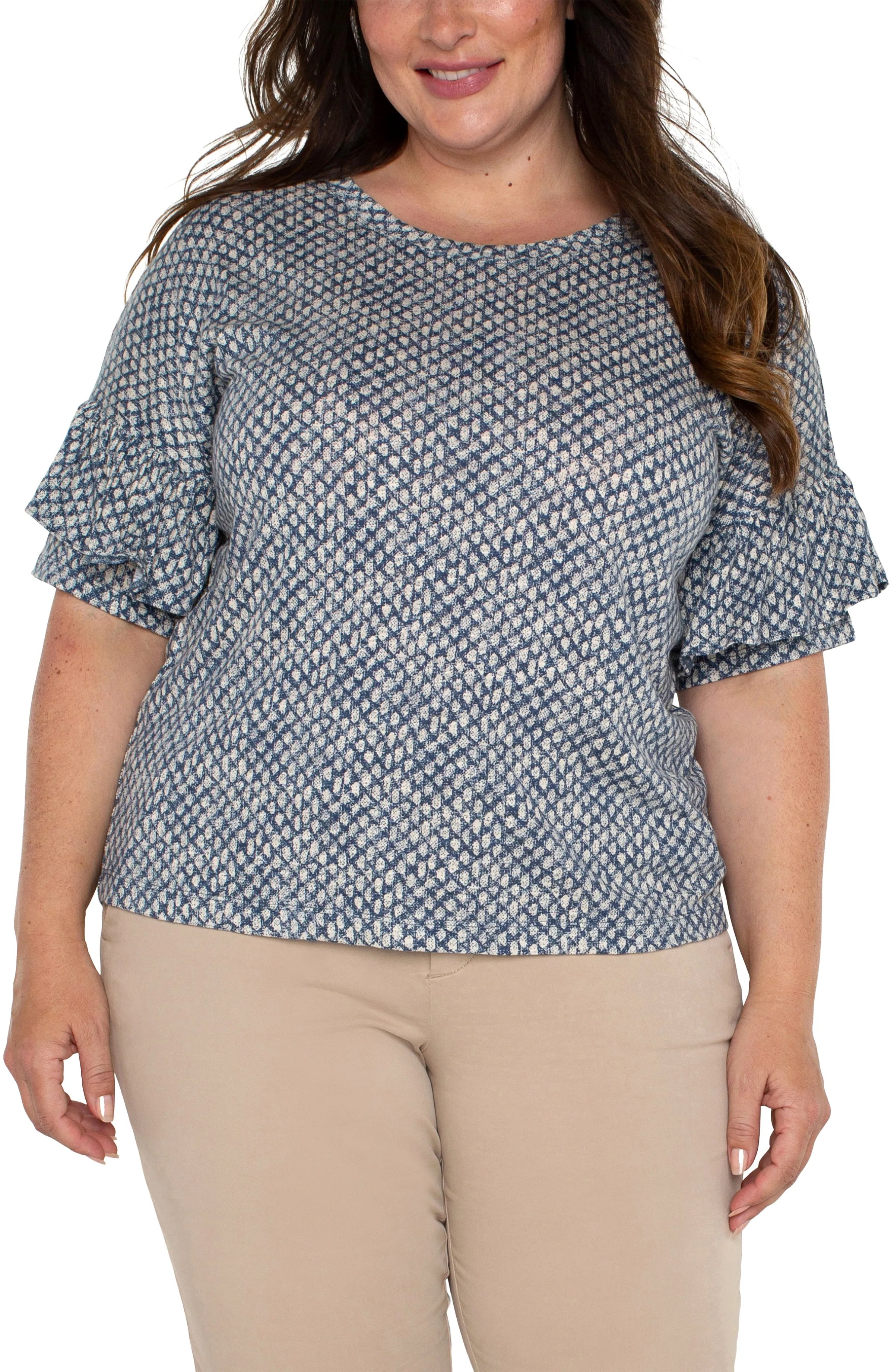 1/2 SLEEVE DROP SHOULDER WITH RUFFLE sold by Liverpool Jeans Company