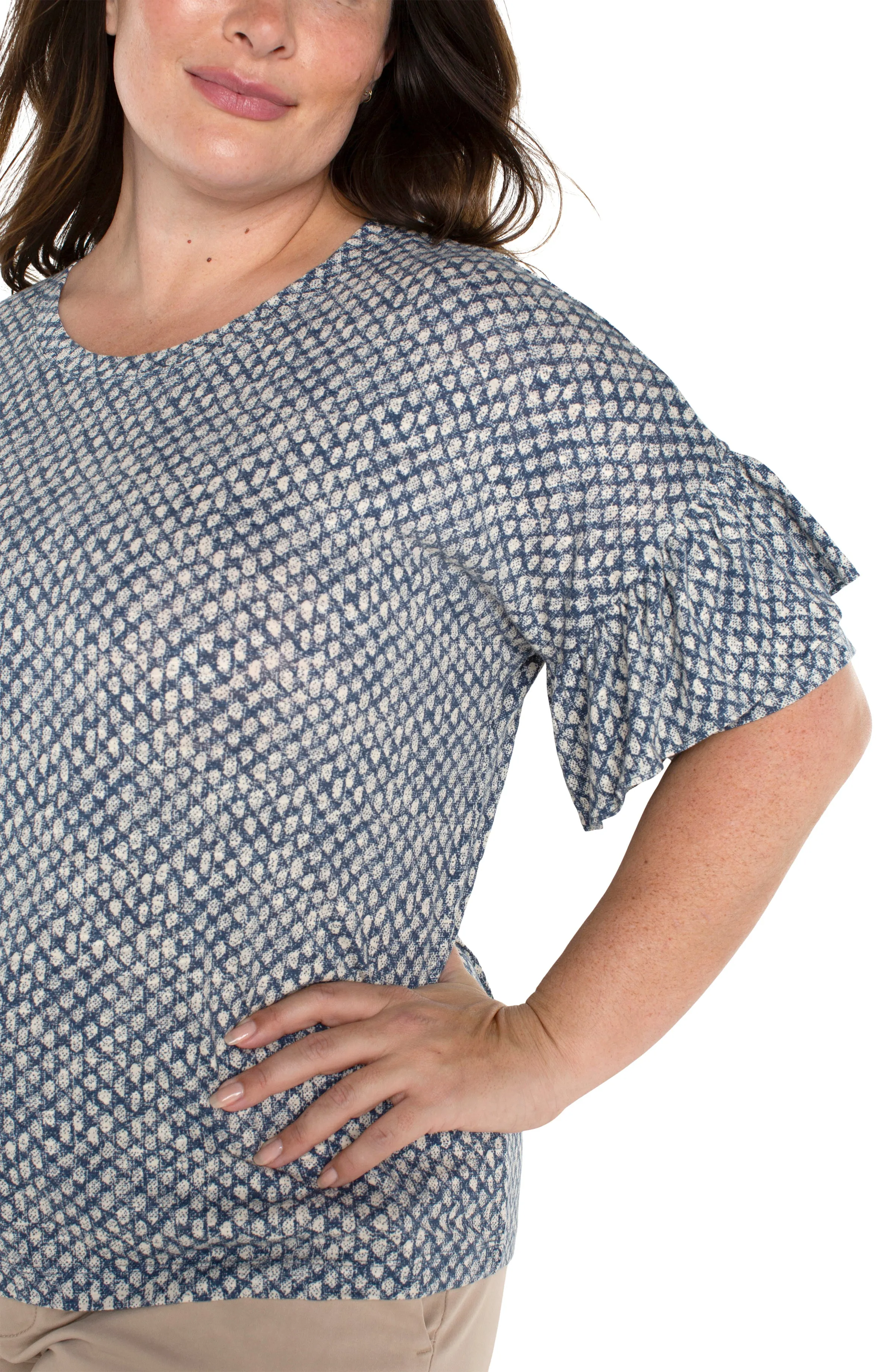 1/2 SLEEVE DROP SHOULDER WITH RUFFLE sold by Liverpool Jeans Company product image thumbnail 3