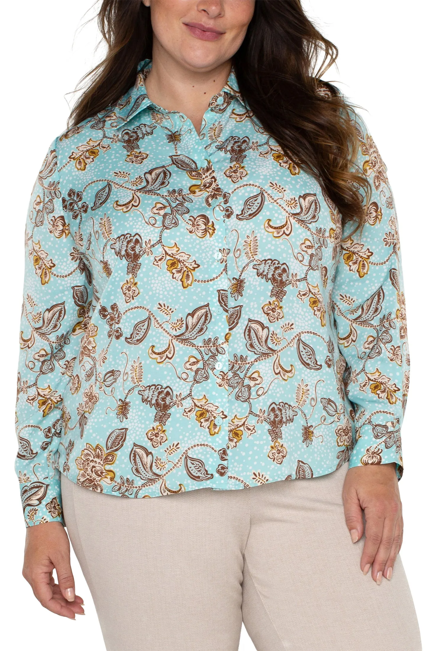 BUTTON UP WOVEN BLOUSE sold by Liverpool Jeans Company product image thumbnail 3