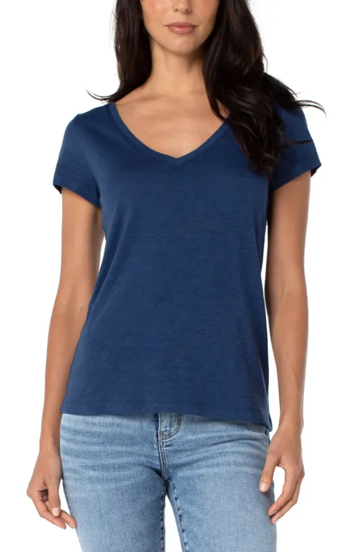 SLIM FIT V-NECK SLUB KNIT TEE sold by Liverpool Jeans Company