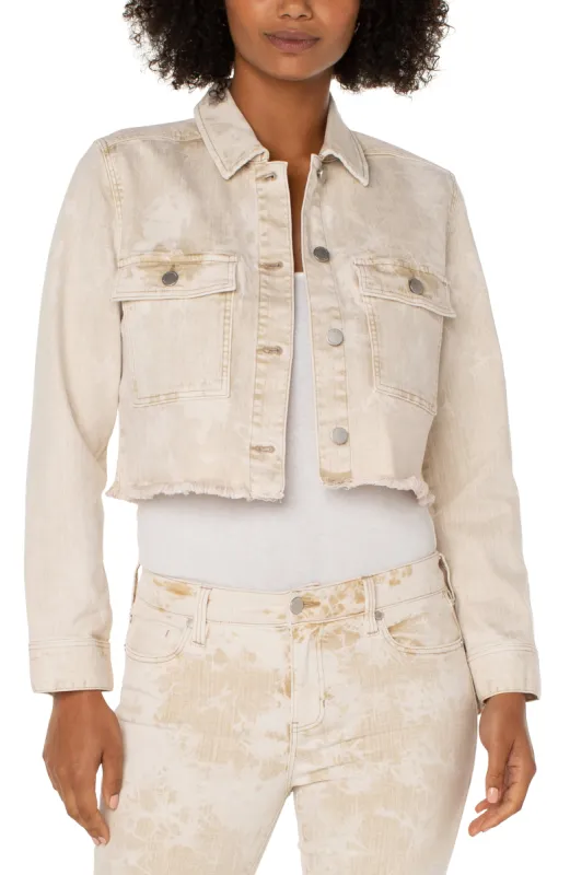 CROPPED UTILITY JACKET WITH FRAY HEM sold by Liverpool Jeans Company