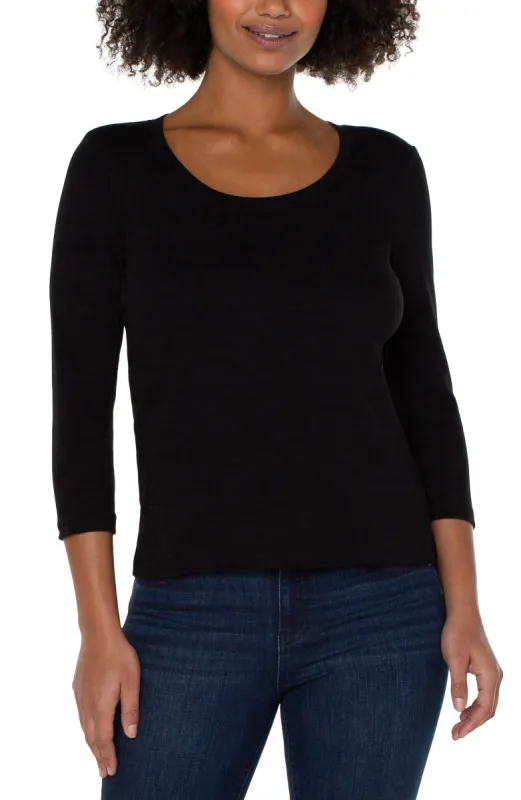 PETITE 3/4 SLEEVE SCOOP KNECK KNIT TEE sold by Liverpool Jeans Company
