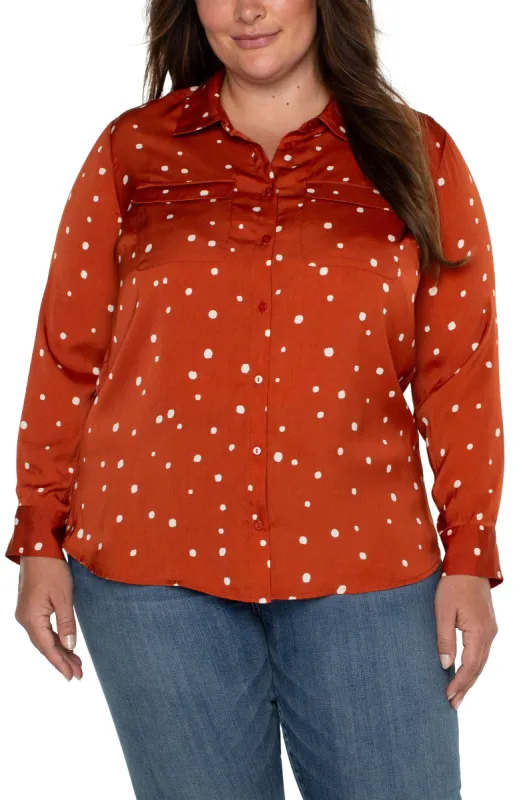 FLAP POCKET BUTTON UP WOVEN BLOUSE sold by Liverpool Jeans Company