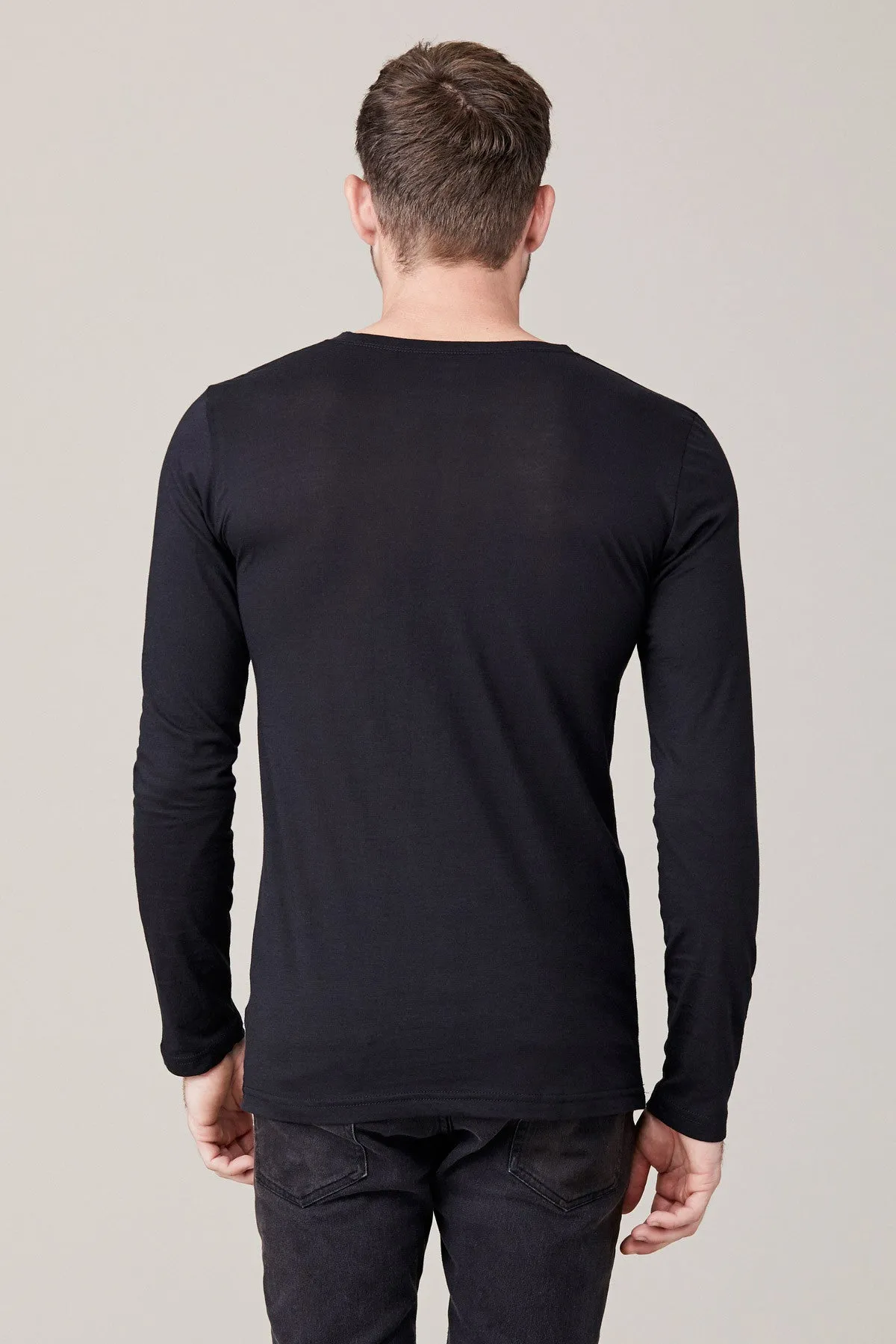 Men's Long Sleeve Button Henley - Black sold by LNA product image thumbnail 3