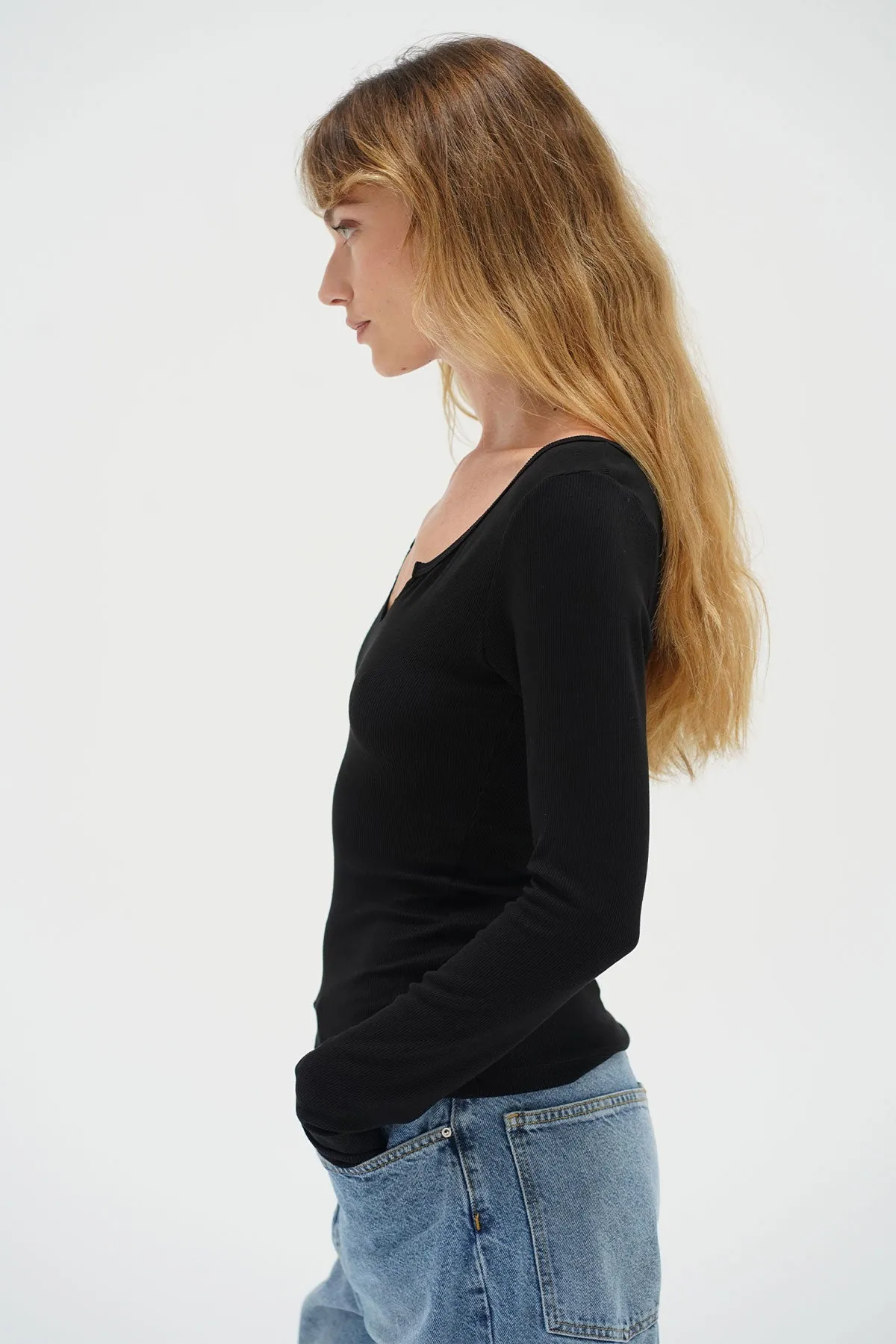 Emory Notch Long Sleeve - Black sold by LNA product image thumbnail 3