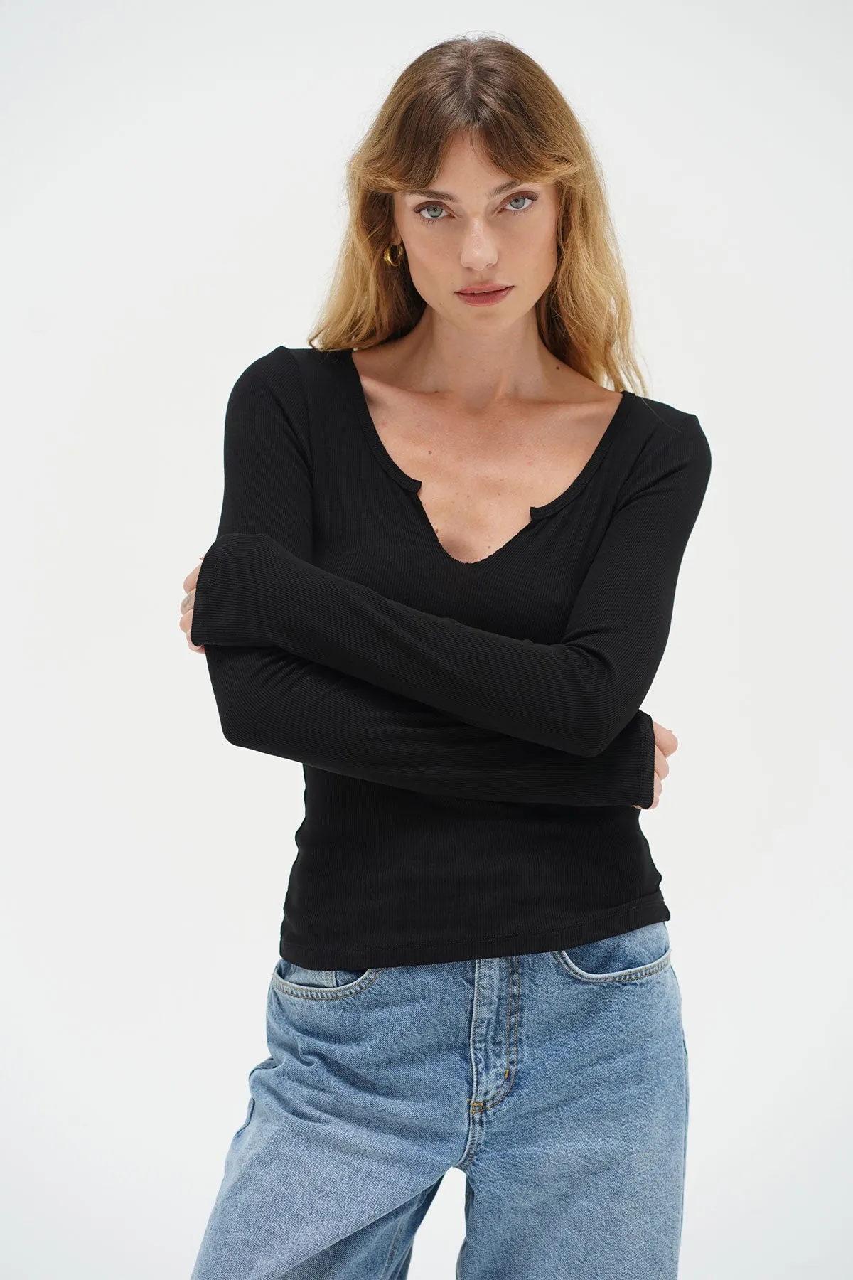 Emory Notch Long Sleeve - Black sold by LNA product image thumbnail 2