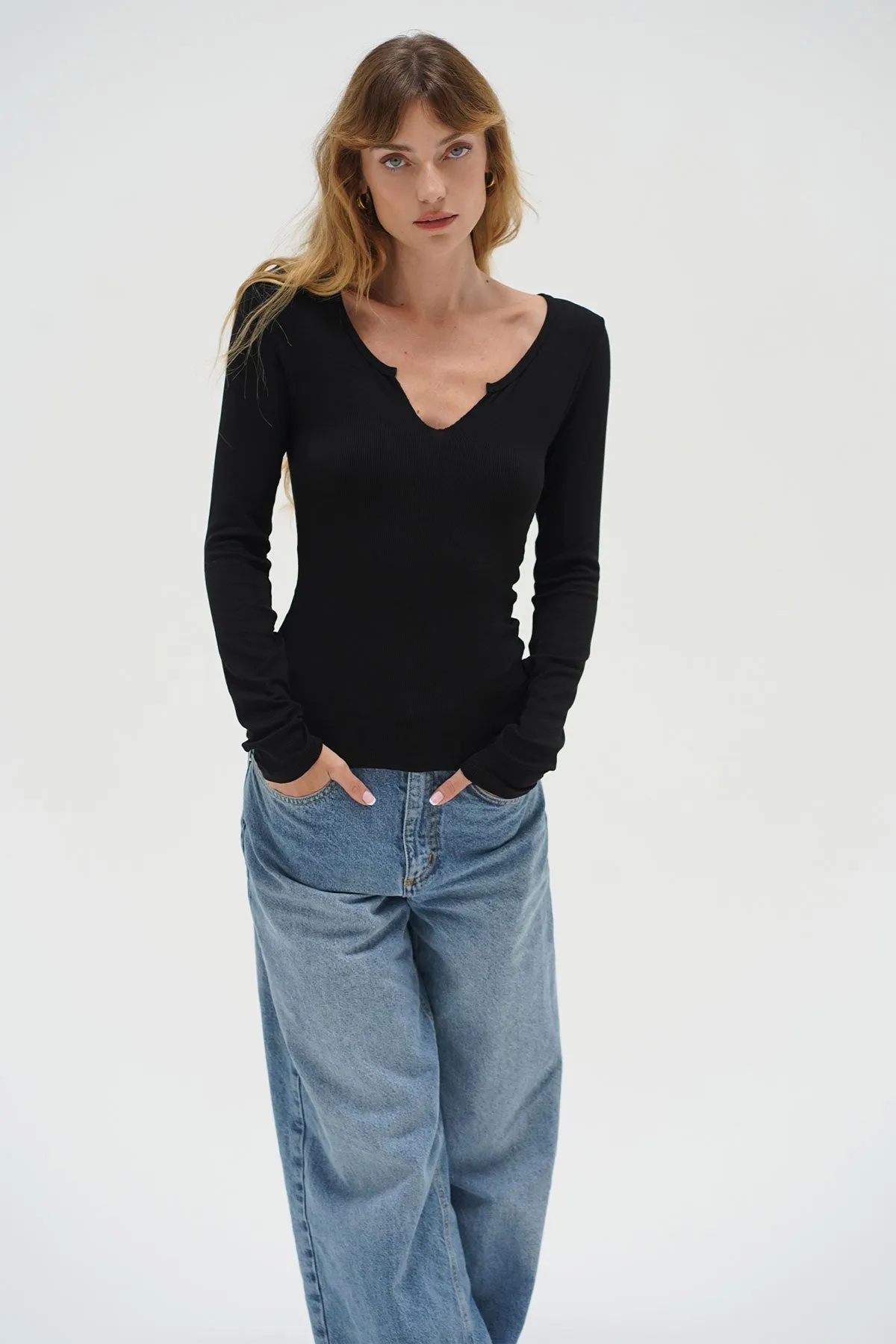 Emory Notch Long Sleeve - Black sold by LNA product image thumbnail 5