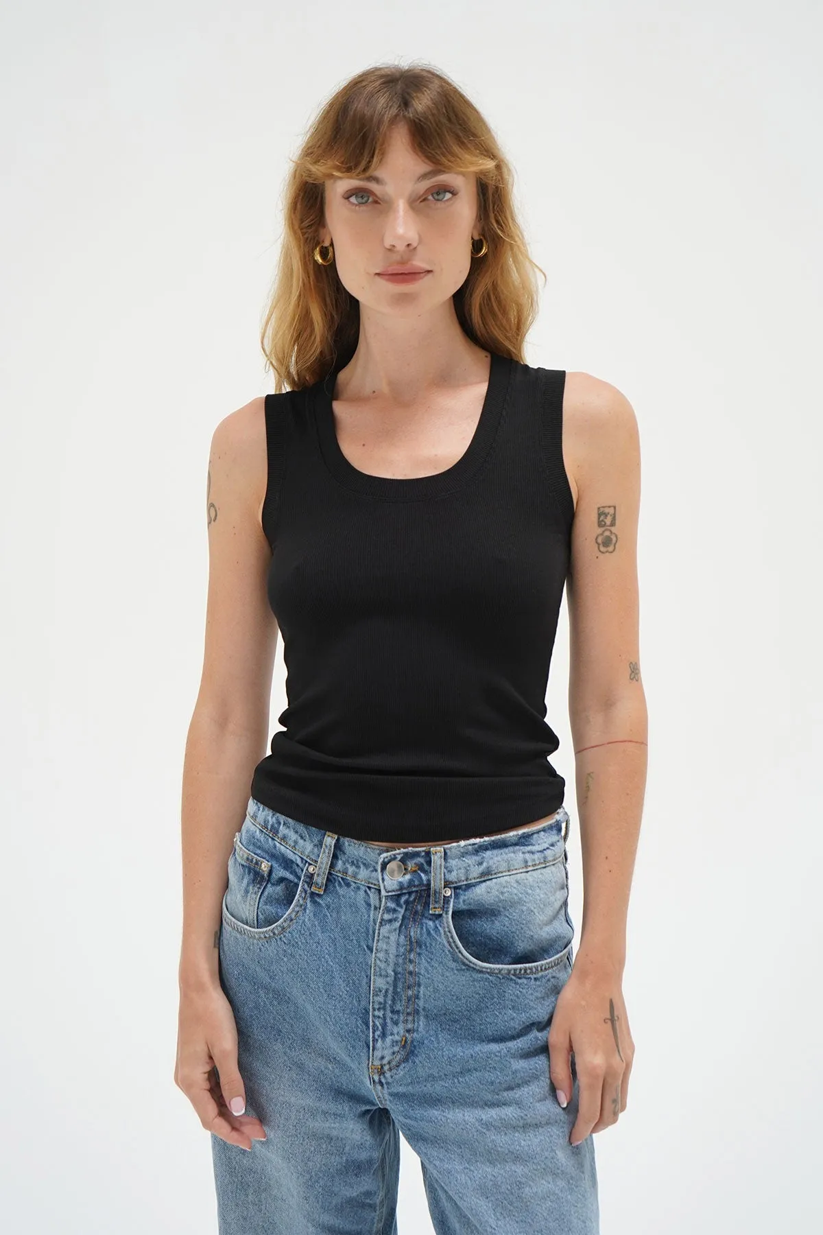 Deep U Ribbed Tank - Black sold by LNA product image thumbnail 3