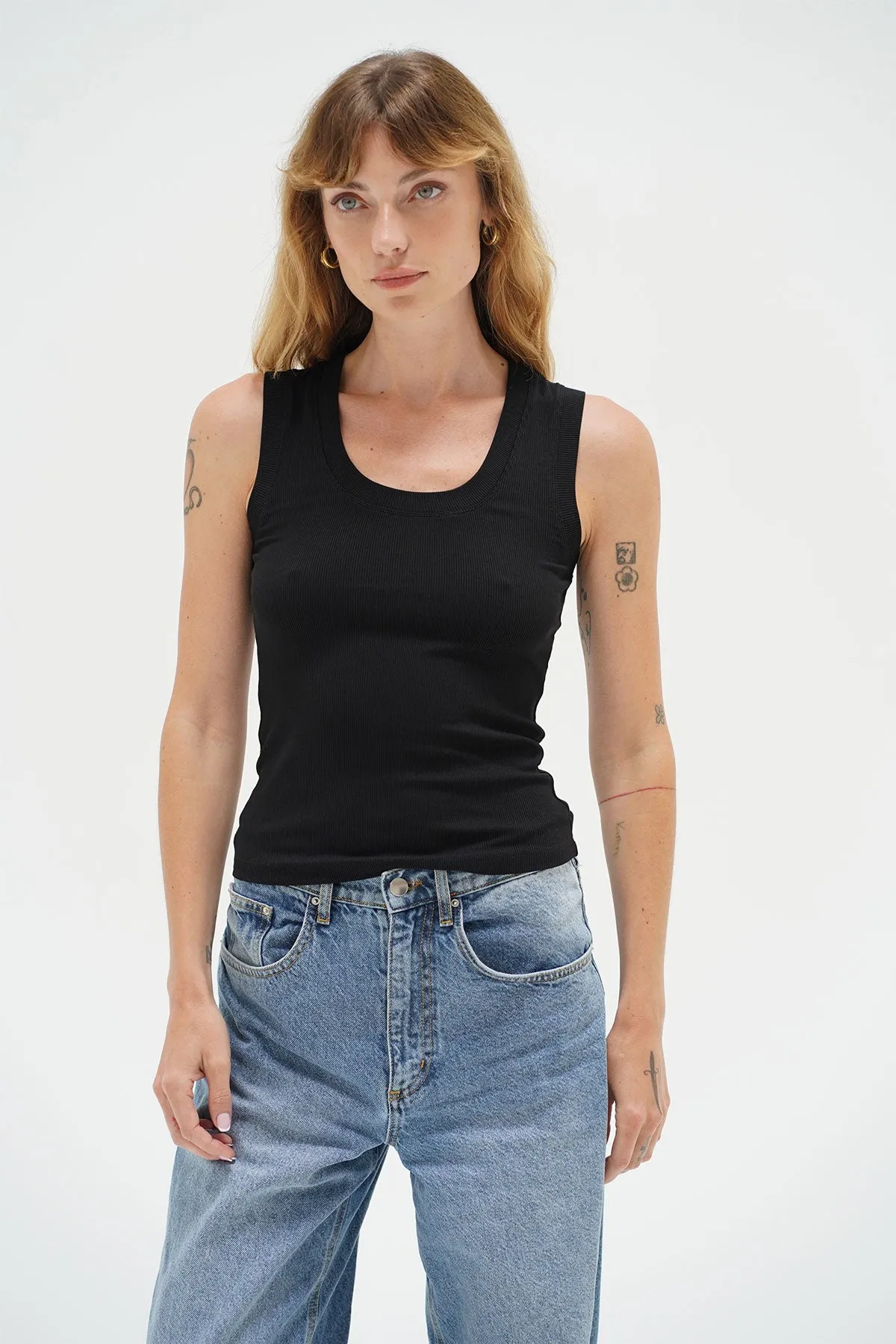 Deep U Ribbed Tank - Black sold by LNA product image thumbnail 4