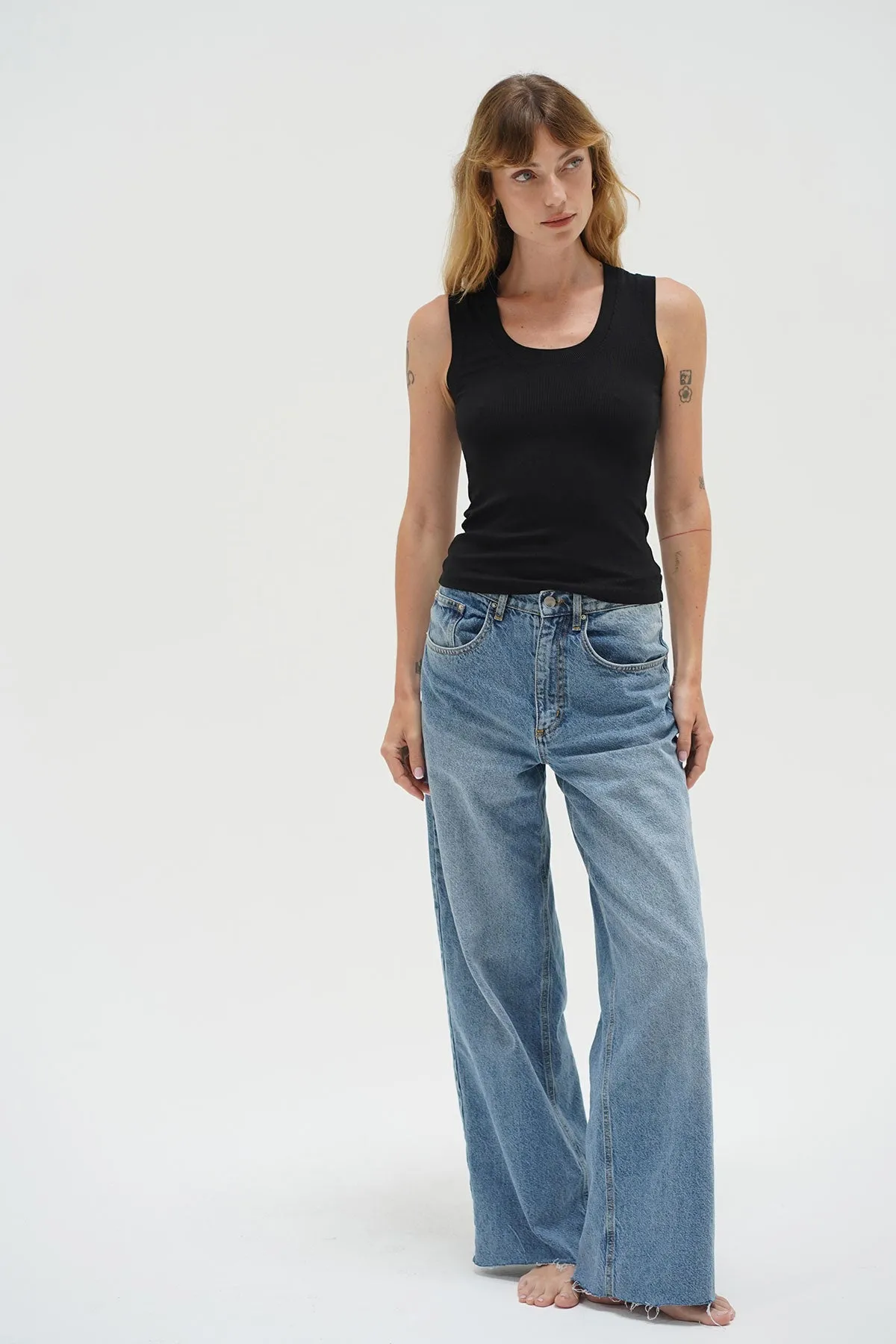 Deep U Ribbed Tank - Black sold by LNA product image thumbnail 2