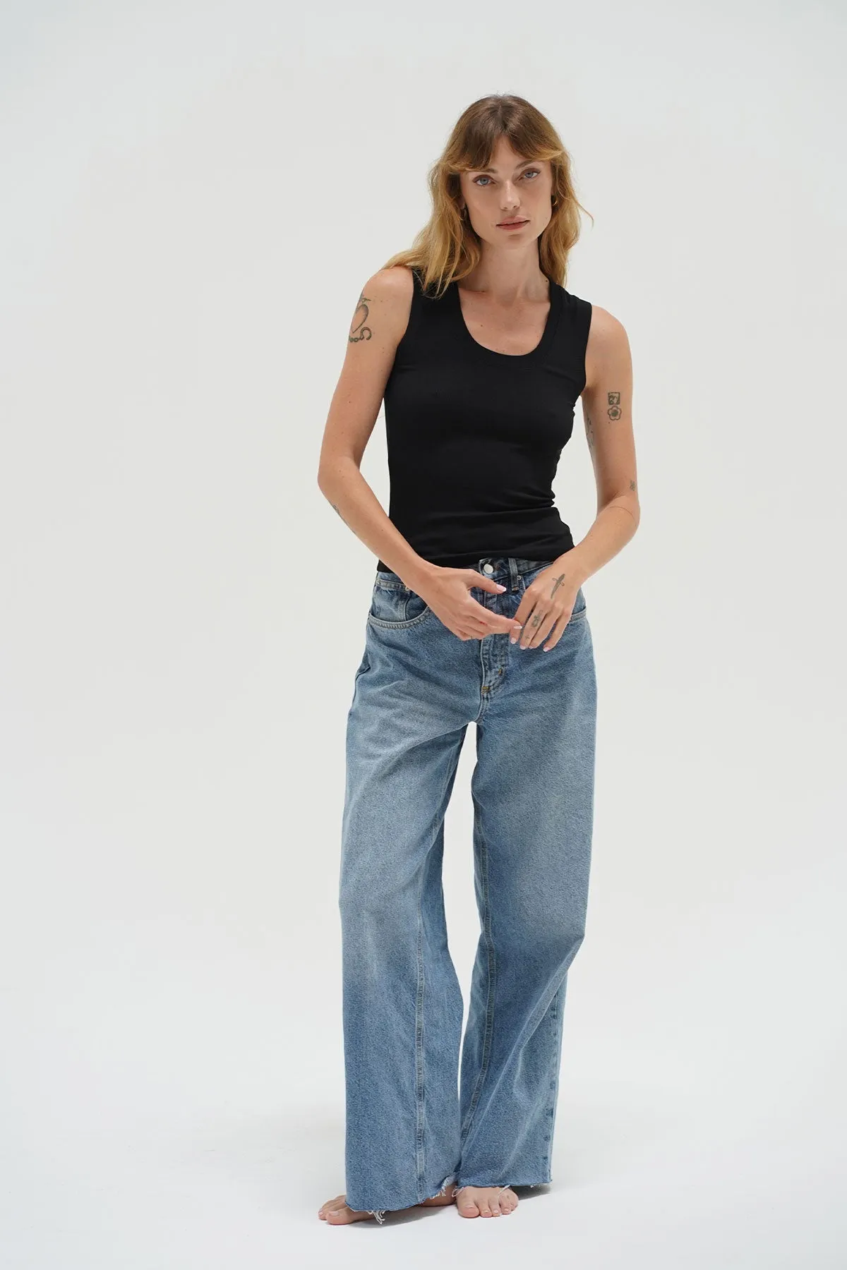 Deep U Ribbed Tank - Black sold by LNA product image thumbnail 5