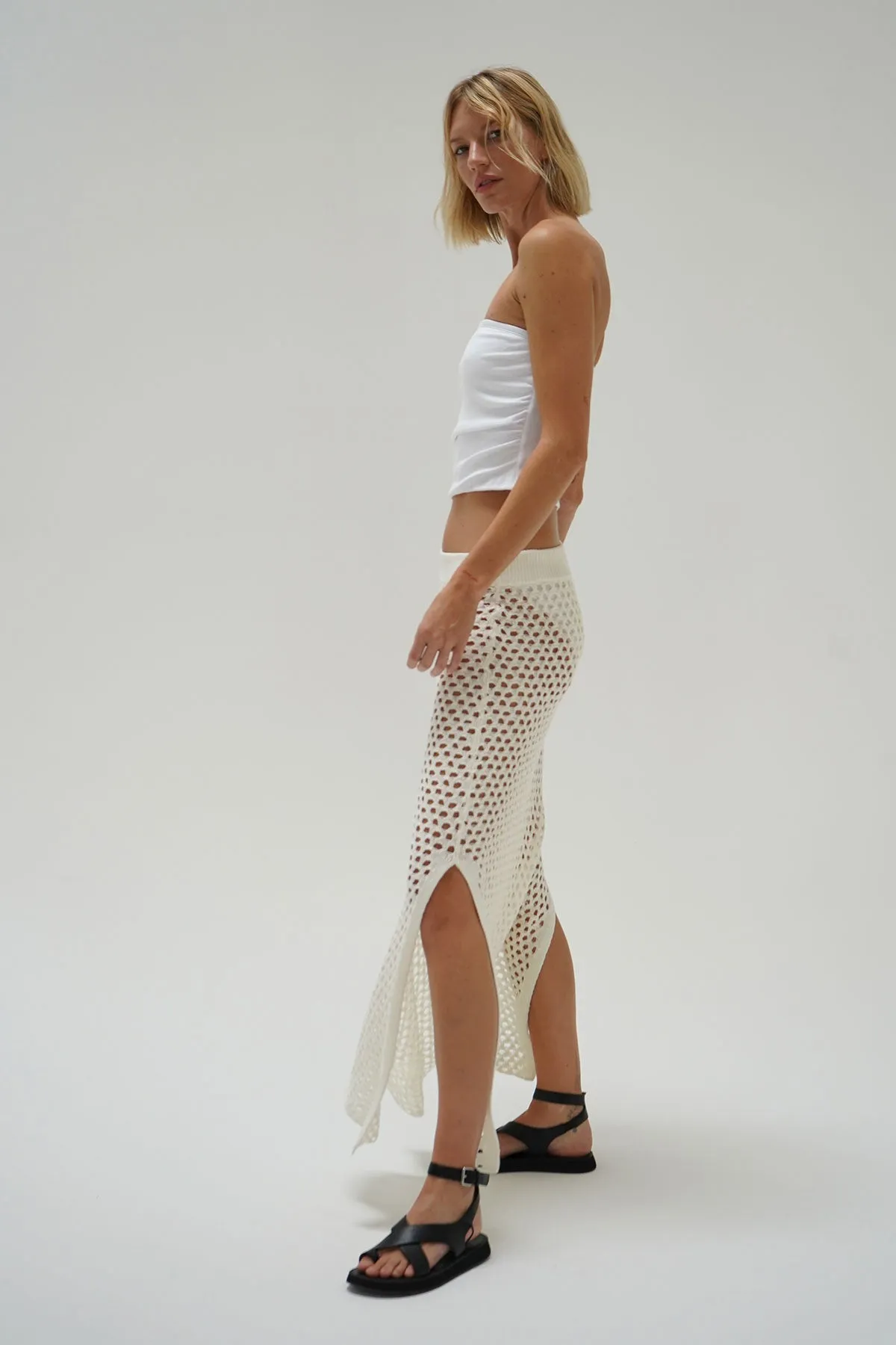 Kylie Open Knit Skirt - Ivory sold by LNA product image thumbnail 5