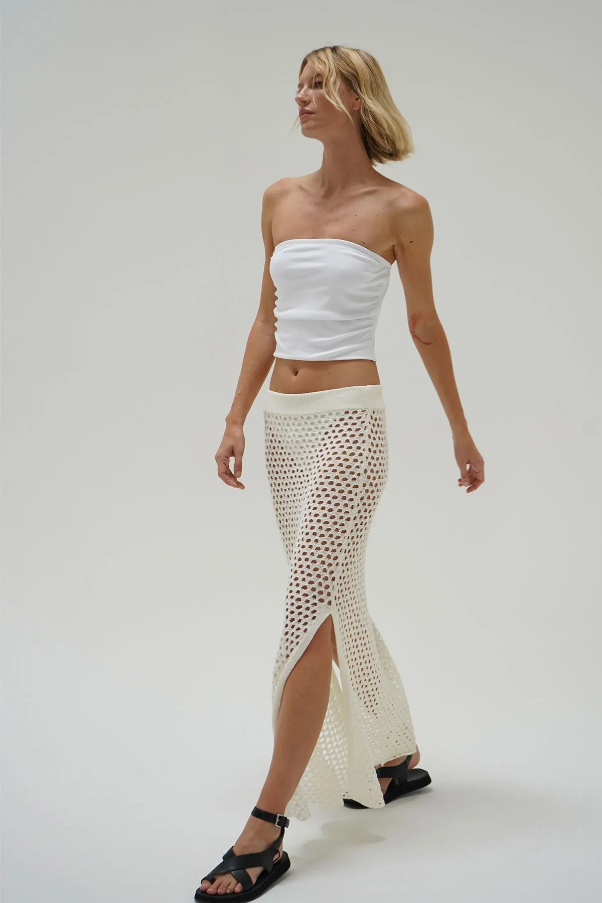 Kylie Open Knit Skirt - Ivory sold by LNA product image thumbnail 2
