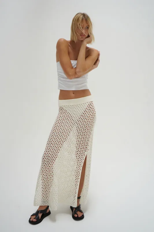 Kylie Open Knit Skirt - Ivory made by LNA