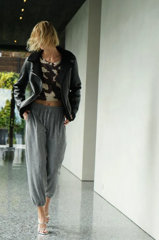 Jace Seamed Brushed Jogger - Heather Shadow Grey sold by LNA