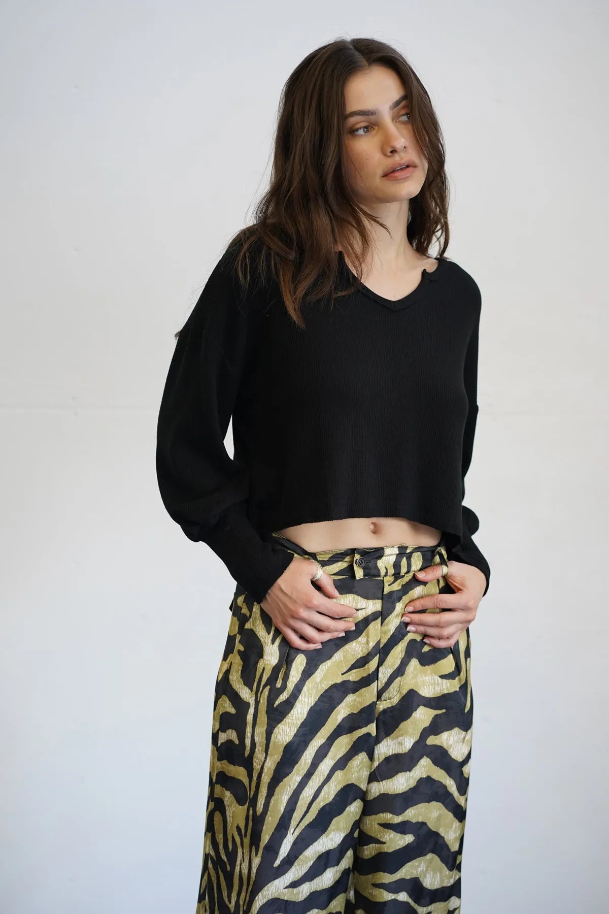 Salma Waffle Top - Black sold by LNA product image thumbnail 2
