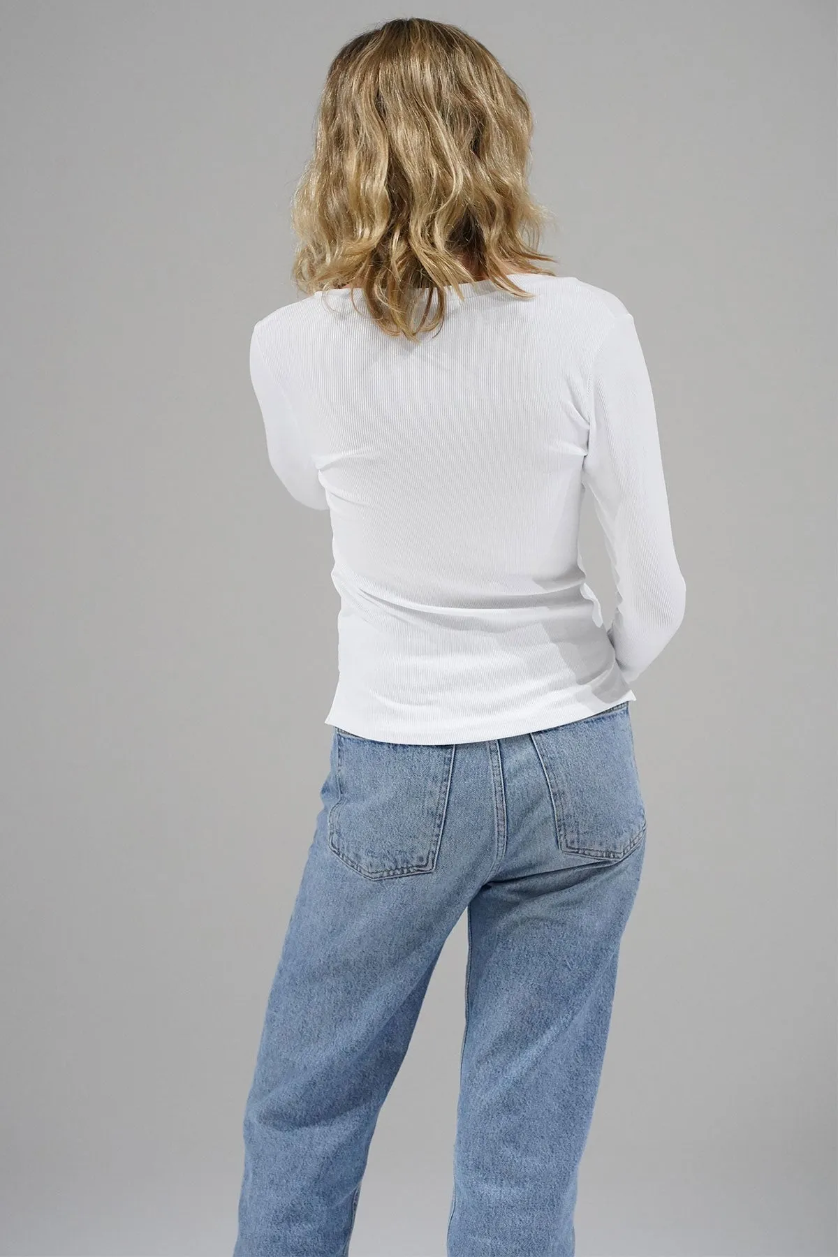 V Ribbed Long Sleeve - White sold by LNA product image thumbnail 4