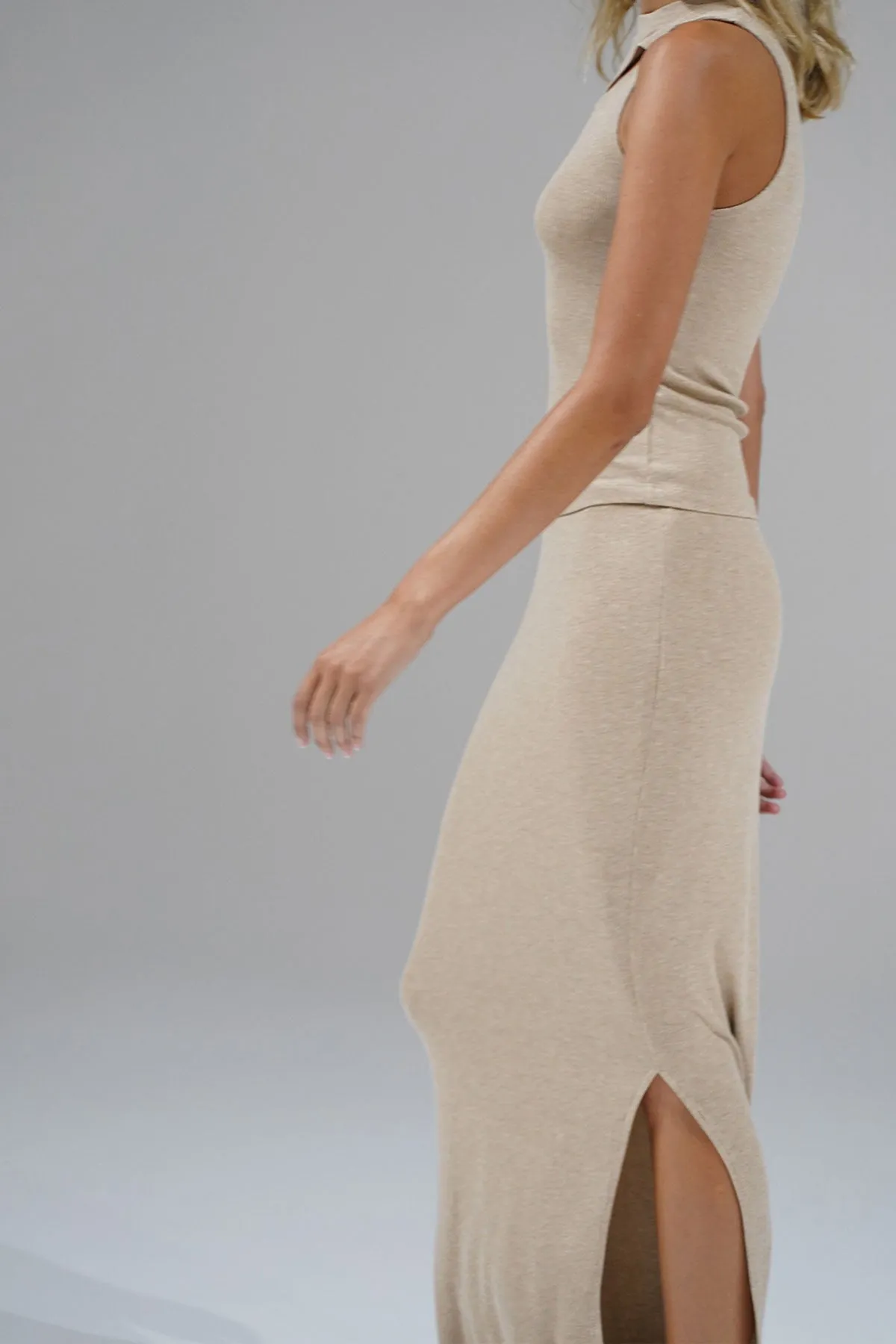Steph Rib Skirt - Heather Sand sold by LNA product image thumbnail 5