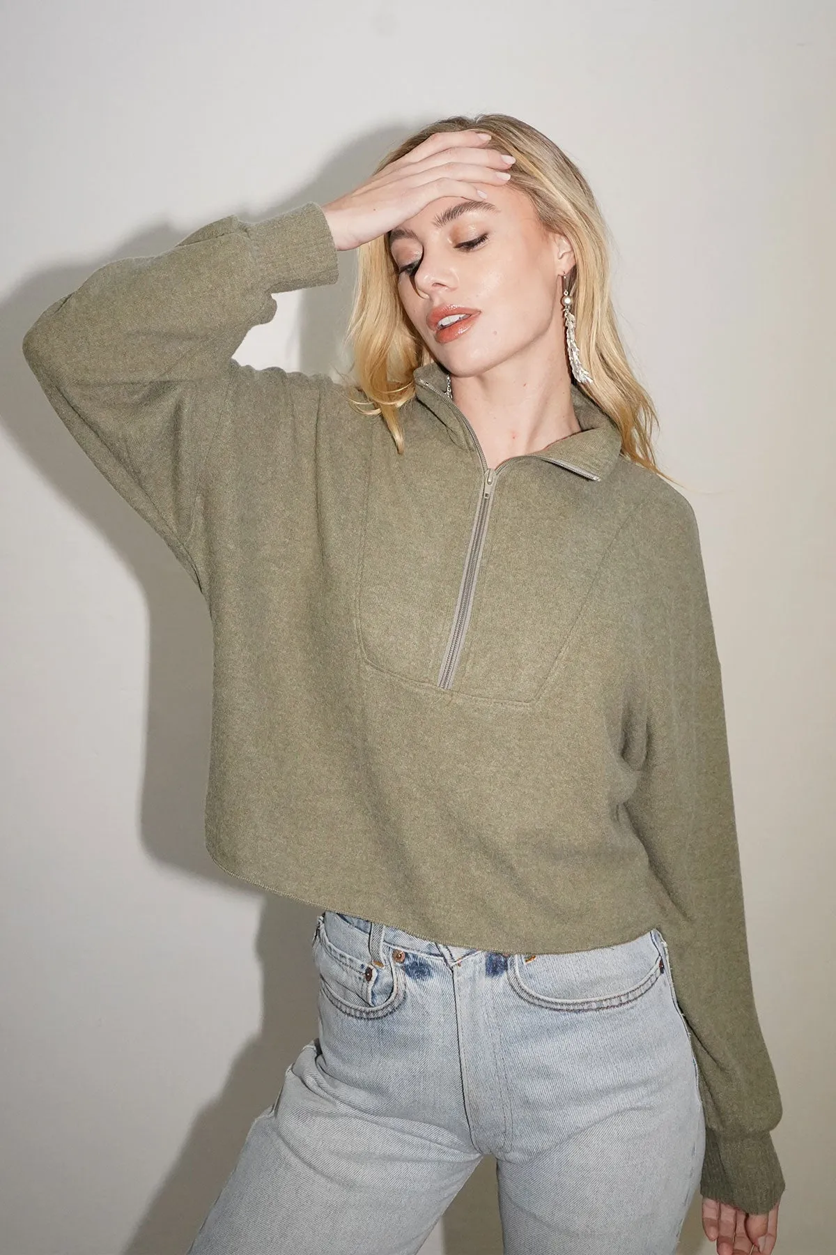 Felix Brushed Zip Up - Burnt Olive sold by LNA product image thumbnail 2