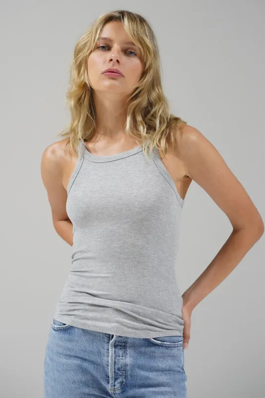 Skinny Racer Ribbed Tank - Heather Grey sold by LNA