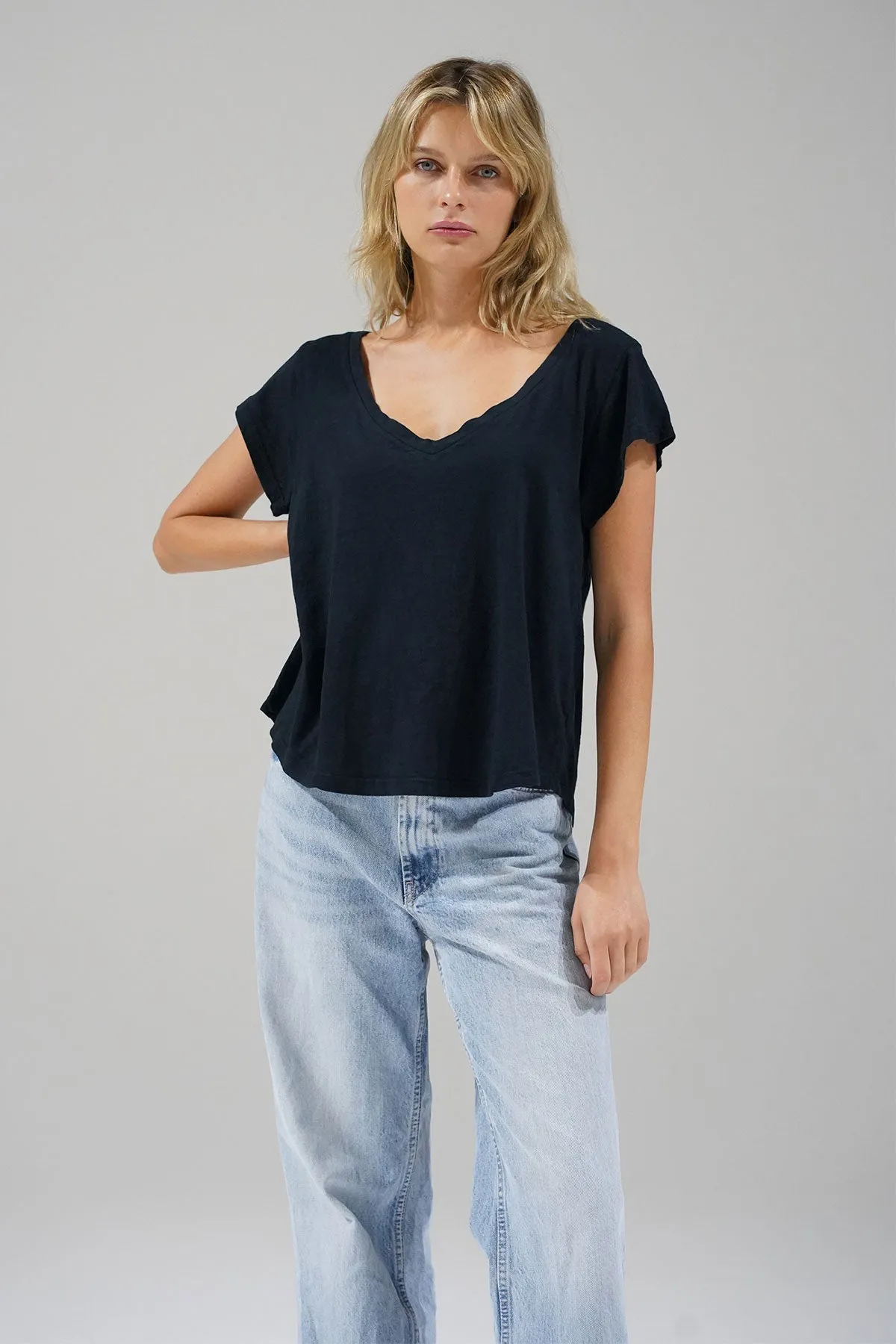 Kaden Cotton V Neck - Black sold by LNA product image thumbnail 3