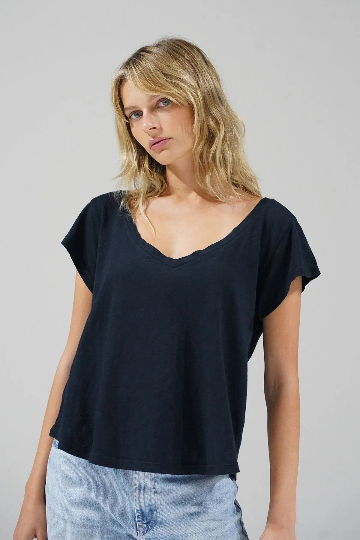 Kaden Cotton V Neck - Black sold by LNA product image thumbnail 4