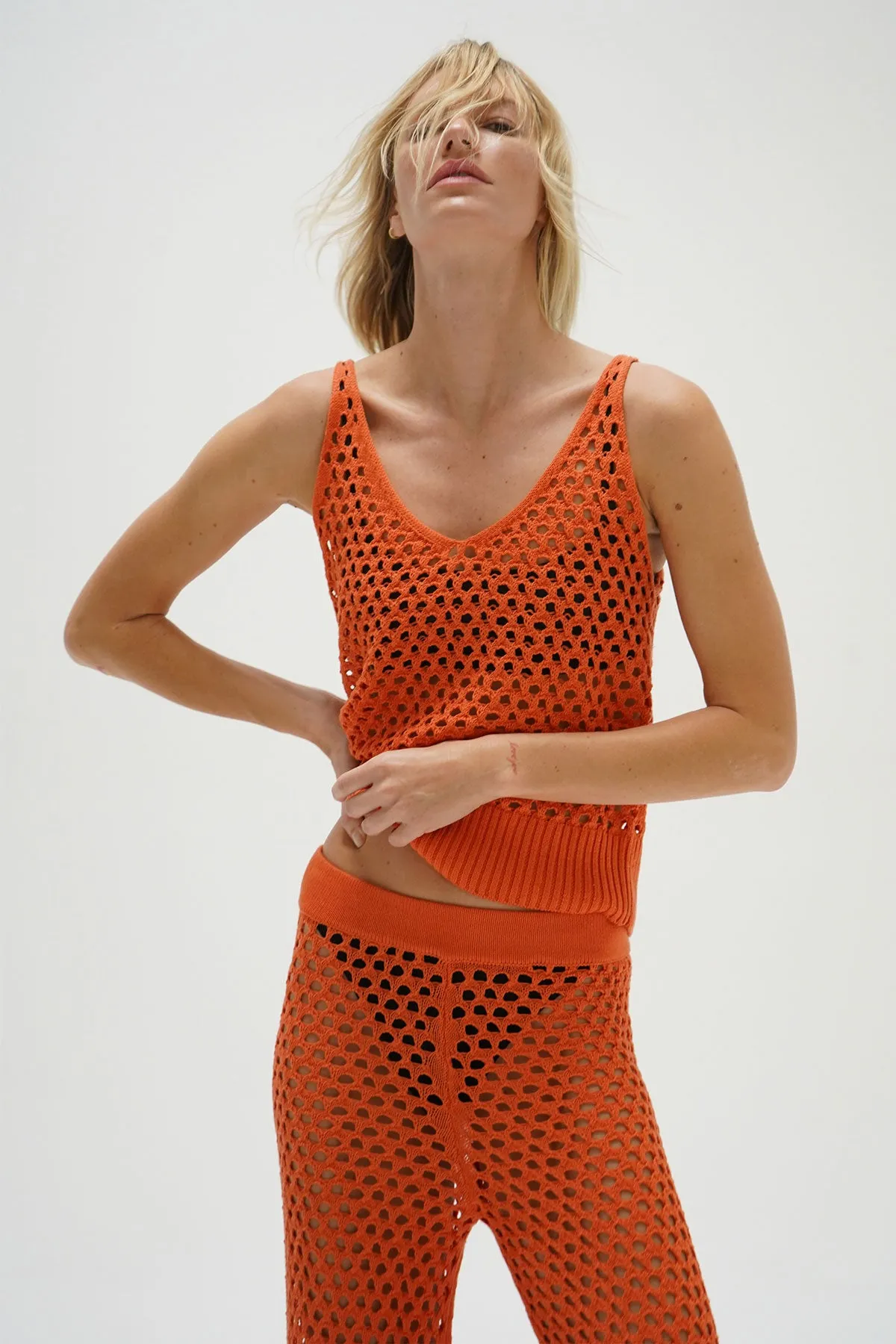 Mavi Open Knit Tank - Summer Coral sold by LNA product image thumbnail 3