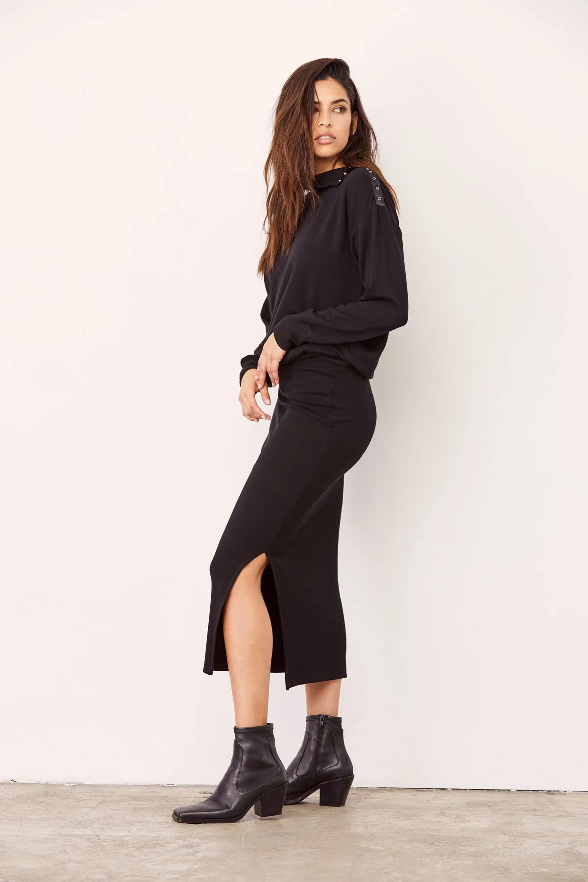 Kate Heavy Rib Skirt - Black sold by LNA product image thumbnail 3