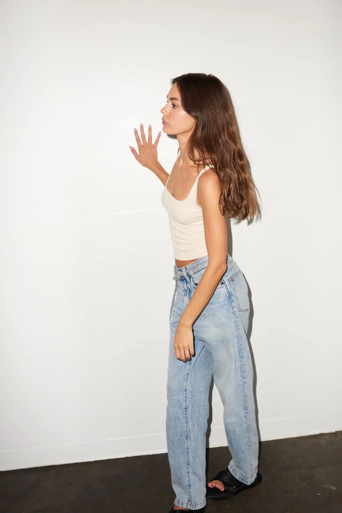 Scoop Ribbed Tank - Bone sold by LNA product image thumbnail 4