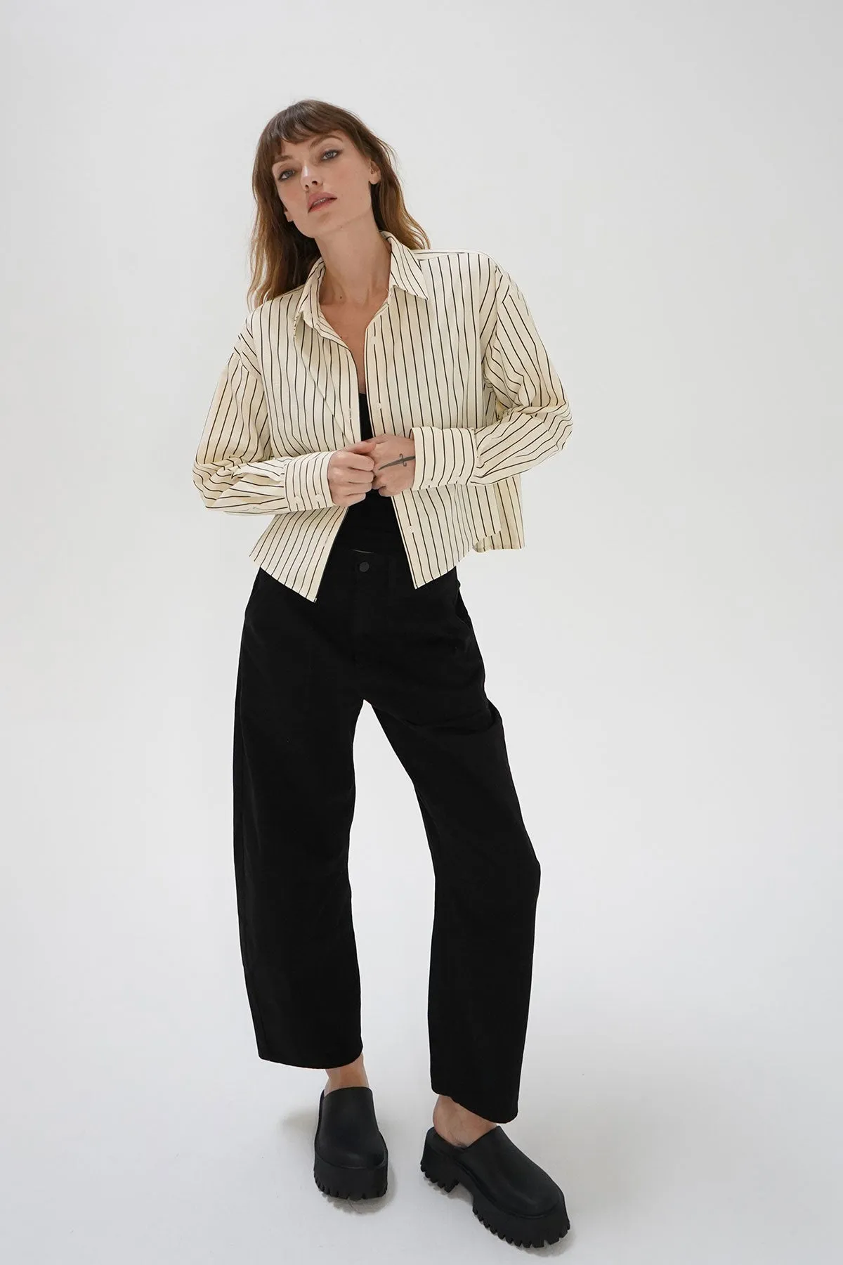 Laurent Blouse - Cream Black Stripe sold by LNA product image thumbnail 2