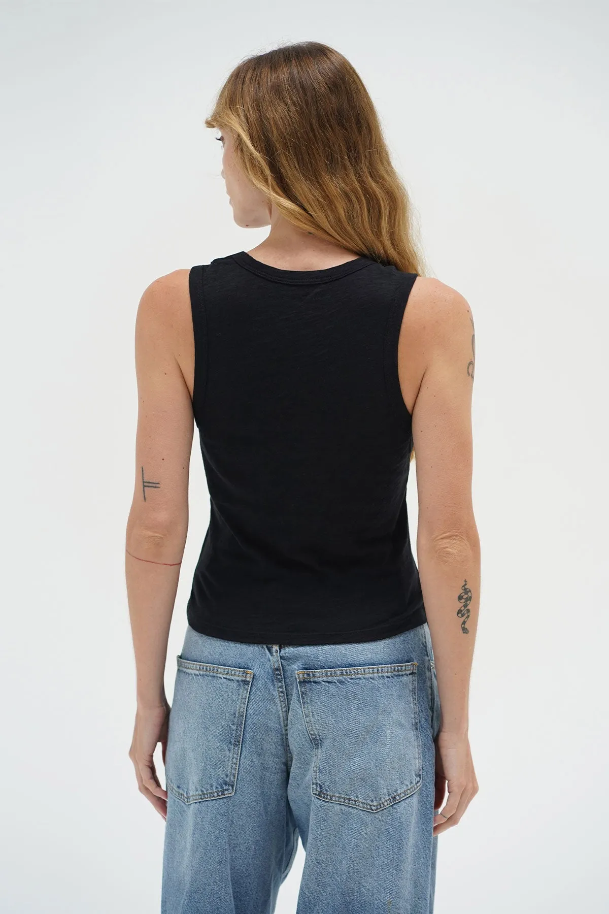 Deep U Cotton Tank - Black sold by LNA product image thumbnail 3