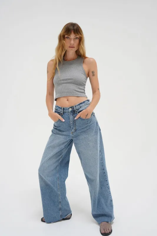 Maya Cotton Rib Tank - Heather Grey sold by LNA