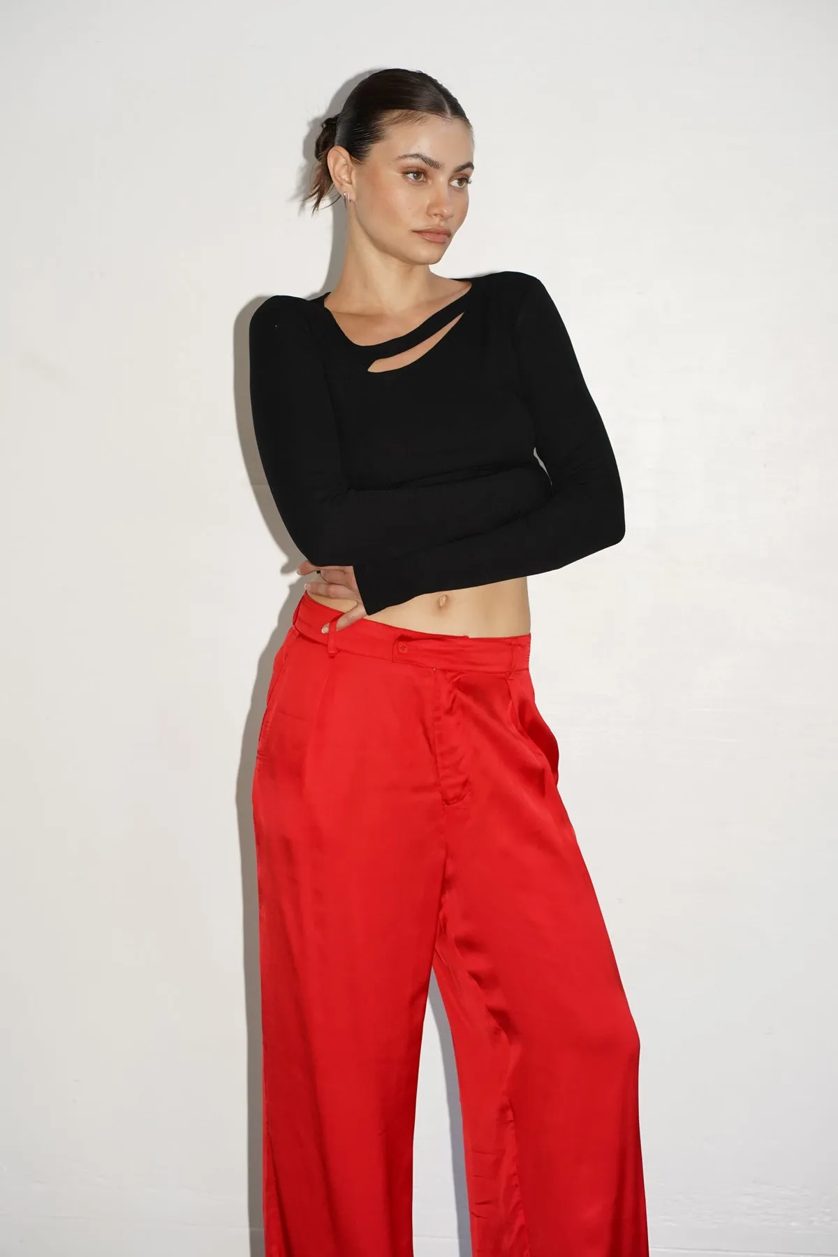 Silky Wide Leg Pant - Red sold by LNA