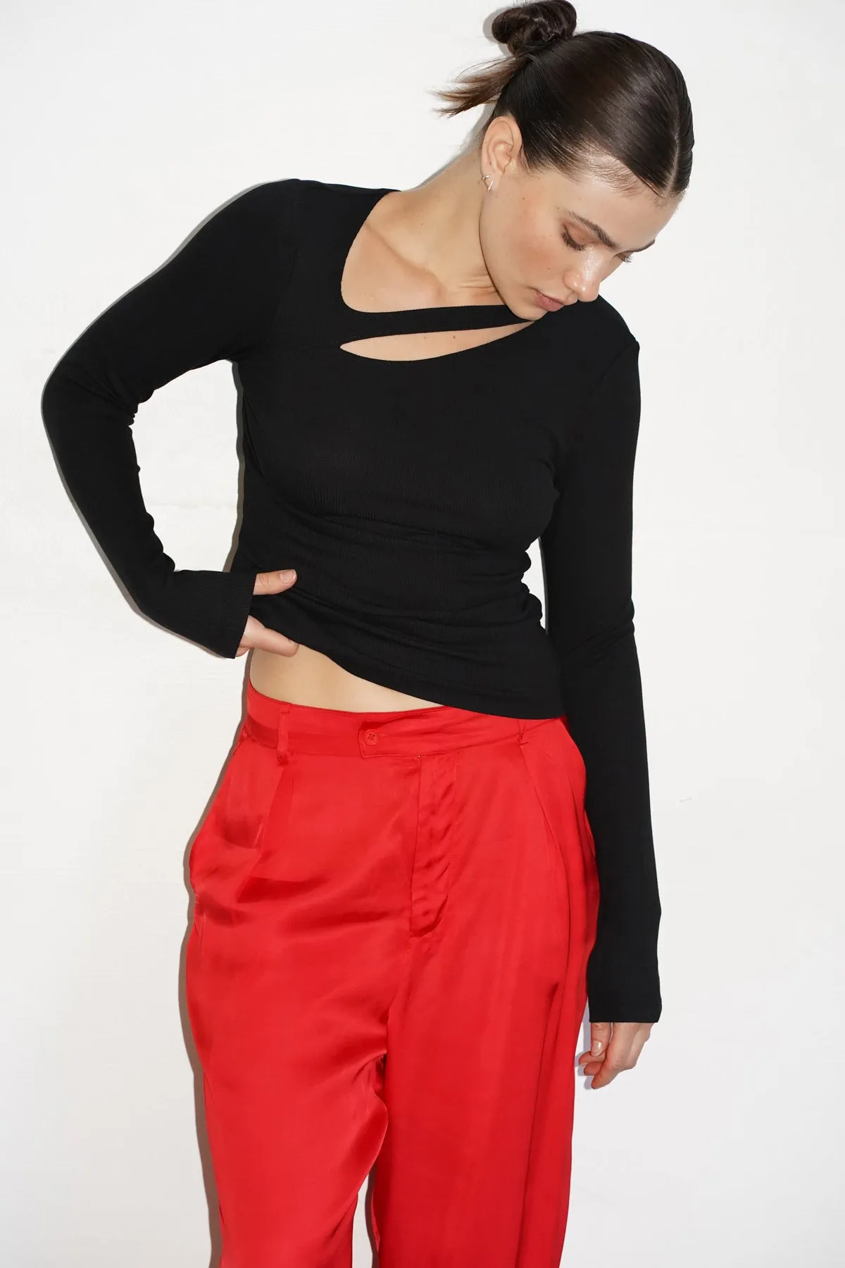 Silky Wide Leg Pant - Red sold by LNA product image thumbnail 5