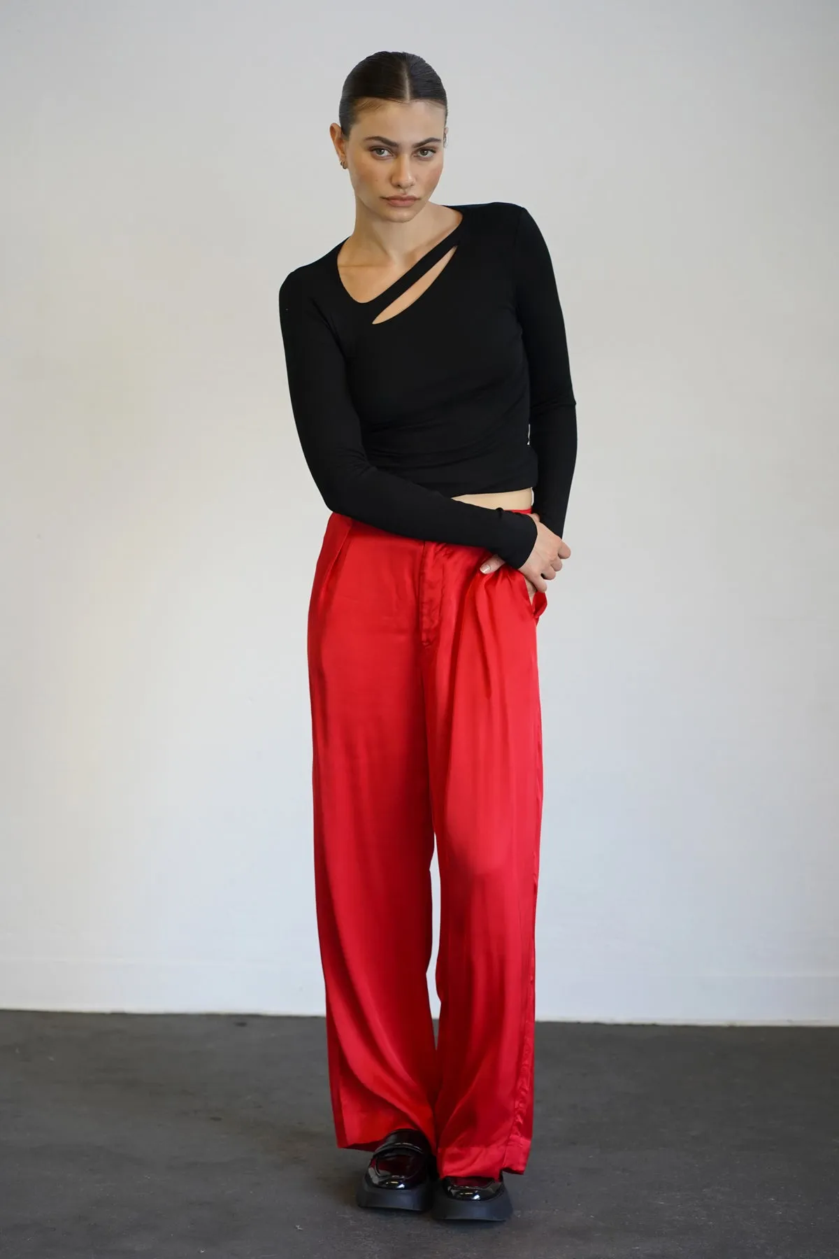 Silky Wide Leg Pant - Red sold by LNA product image thumbnail 3
