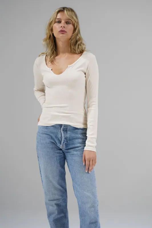 Emory Notch Long Sleeve - Bone sold by LNA