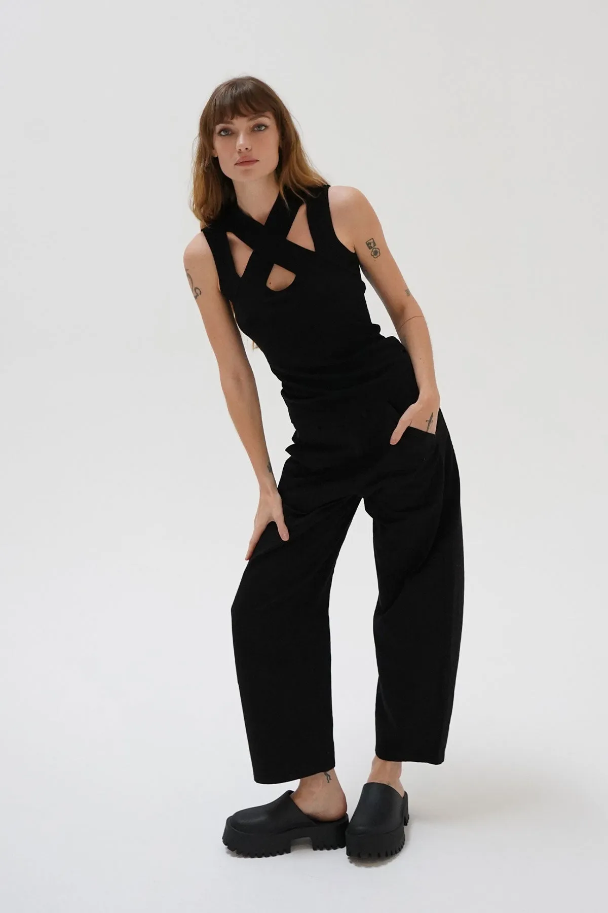 Cross Strap Ribbed Tank - Black sold by LNA product image thumbnail 3