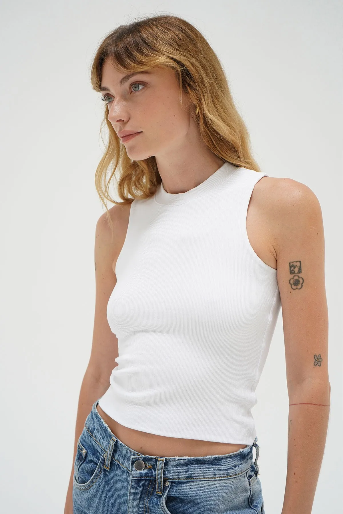 Ribbed Double Layer Sleeveless - White sold by LNA product image thumbnail 2