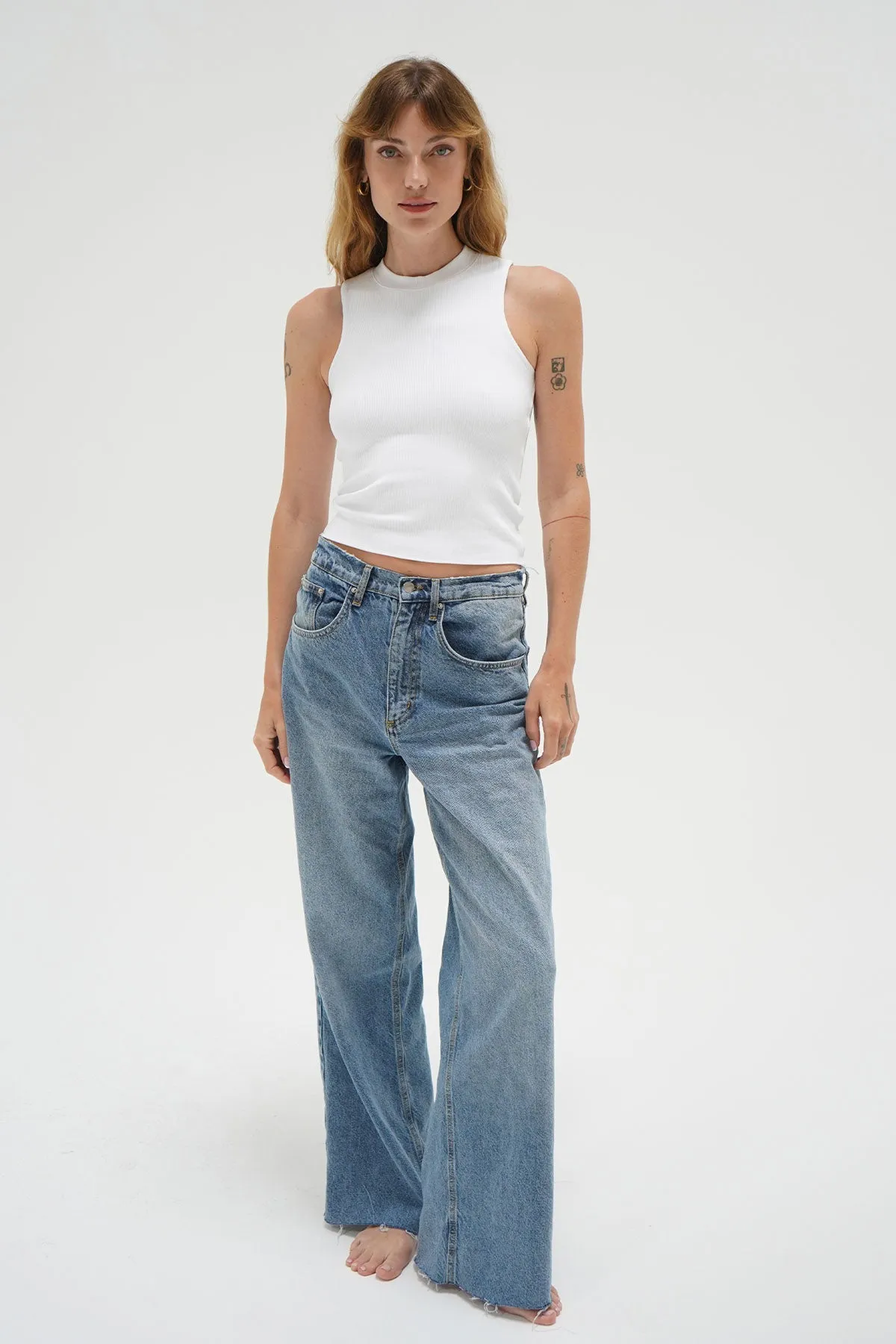 Ribbed Double Layer Sleeveless - White sold by LNA