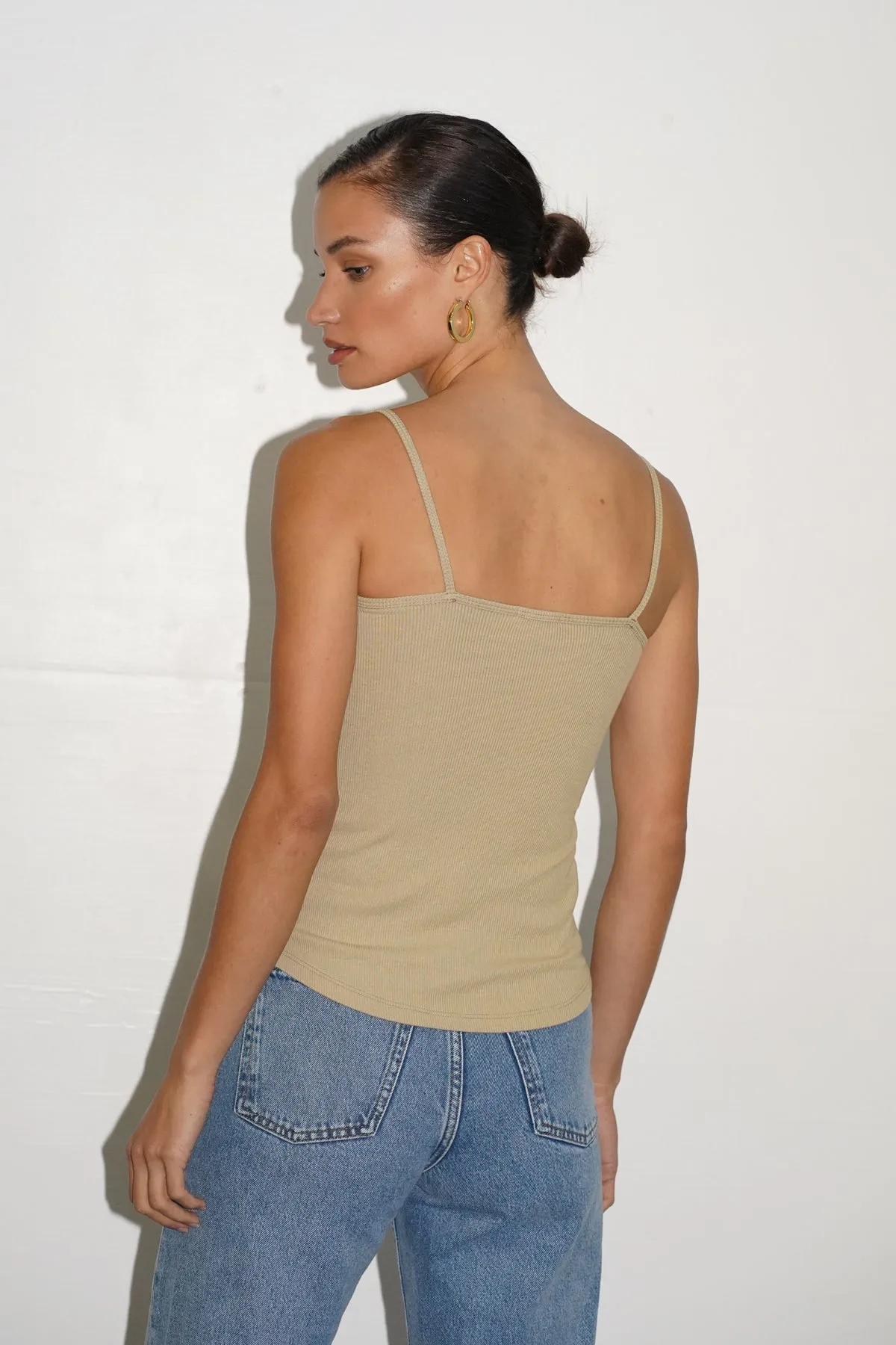 Lia Ribbed Cami - Pale Khaki sold by LNA product image thumbnail 3