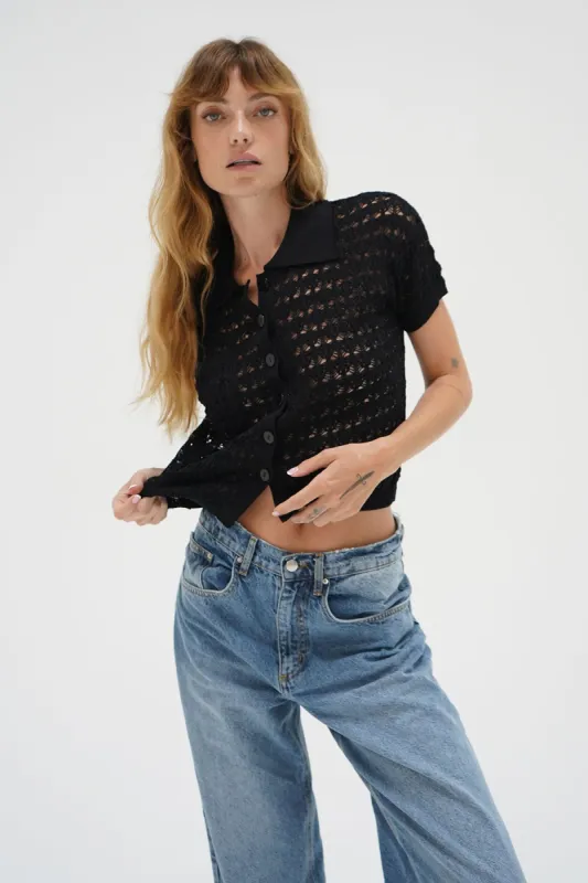 Delfina Crochet Top - Black sold by LNA