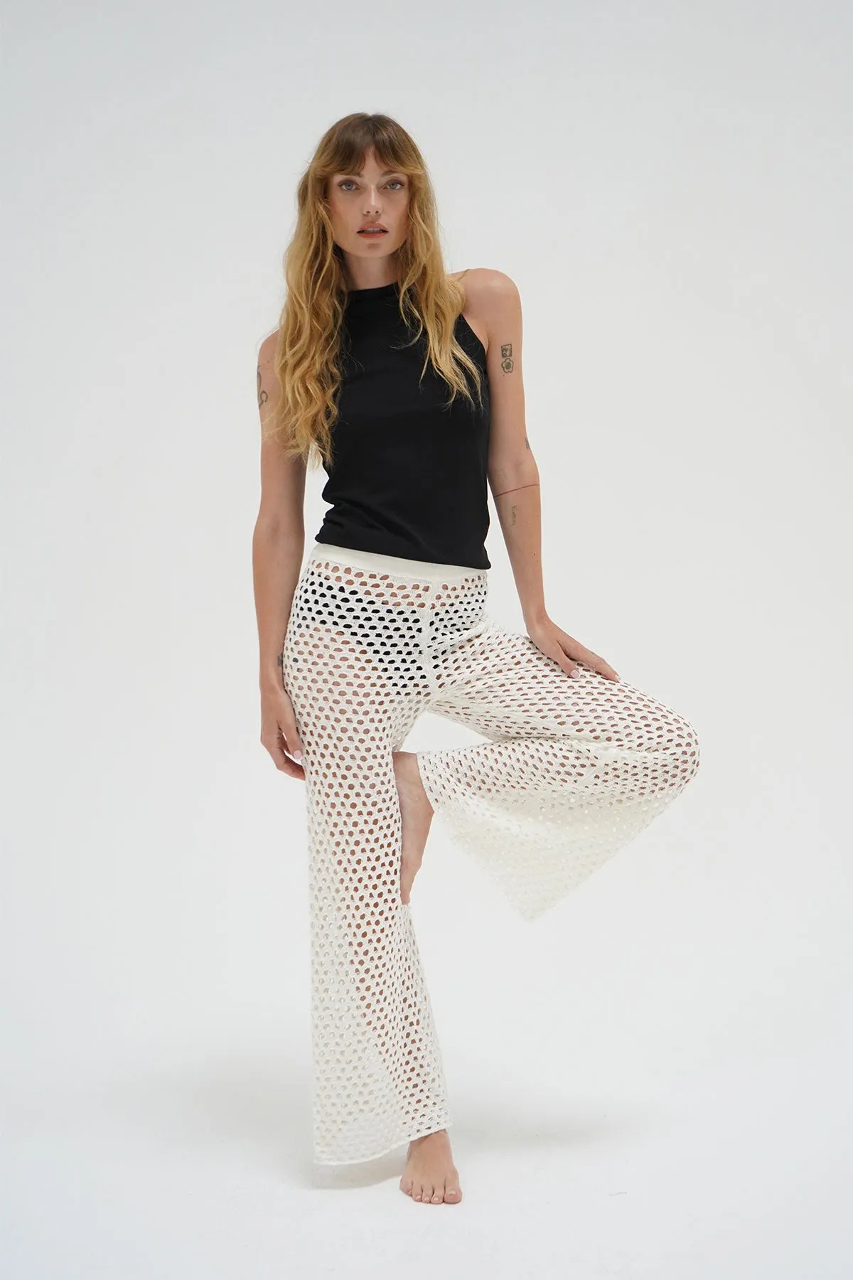 Kismet Open Knit Pant - Ivory sold by LNA product image thumbnail 3