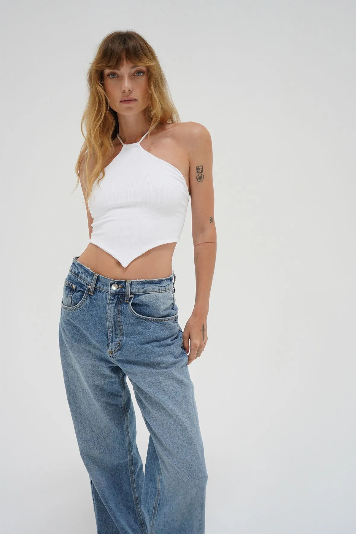 Emmy Double Layer Ribbed Top - White sold by LNA