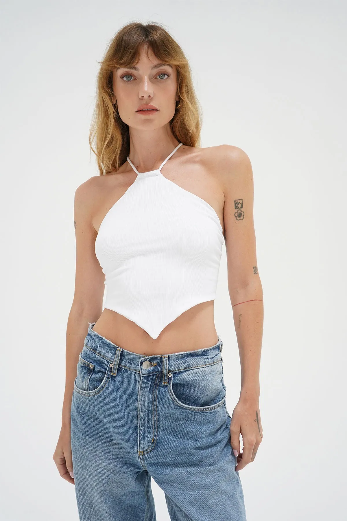 Emmy Double Layer Ribbed Top - White sold by LNA product image thumbnail 2