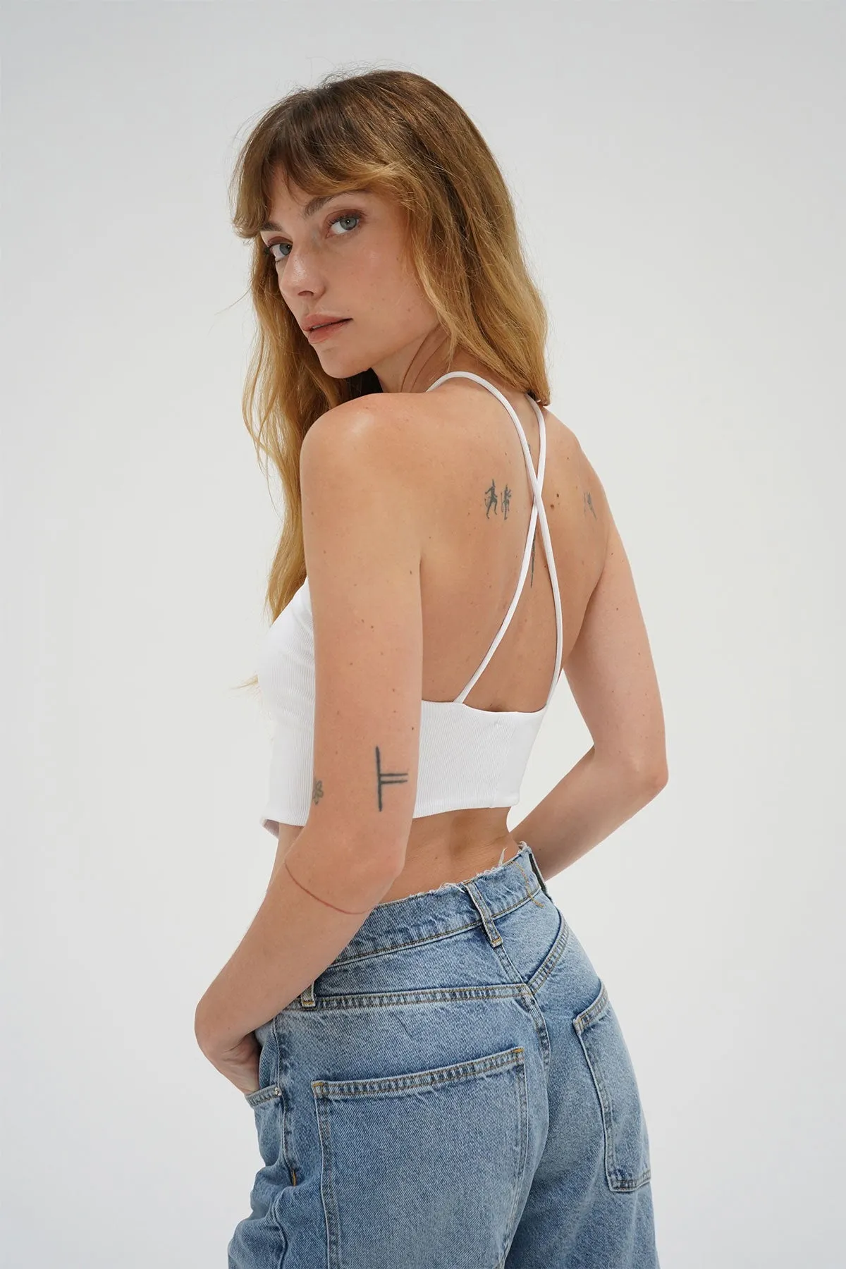 Emmy Double Layer Ribbed Top - White sold by LNA product image thumbnail 4