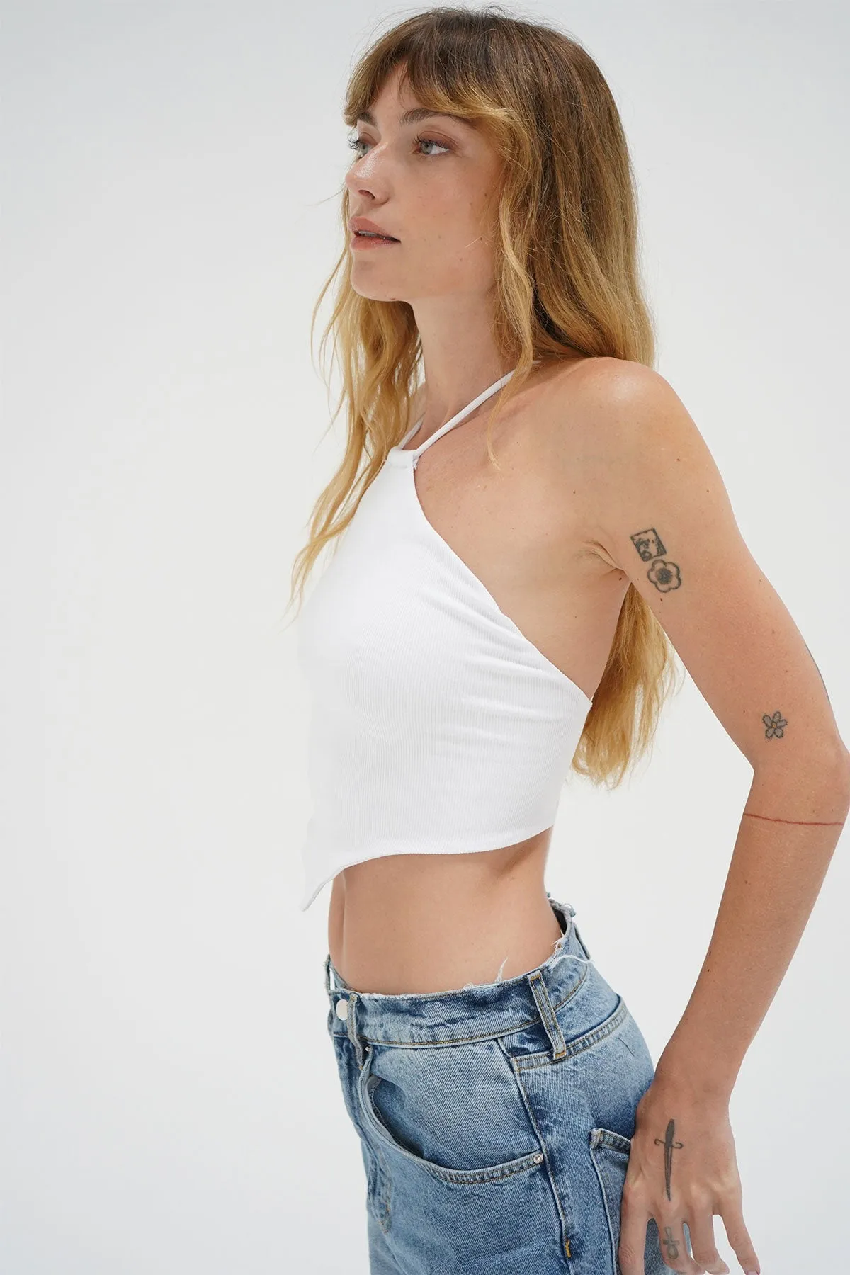 Emmy Double Layer Ribbed Top - White sold by LNA product image thumbnail 5